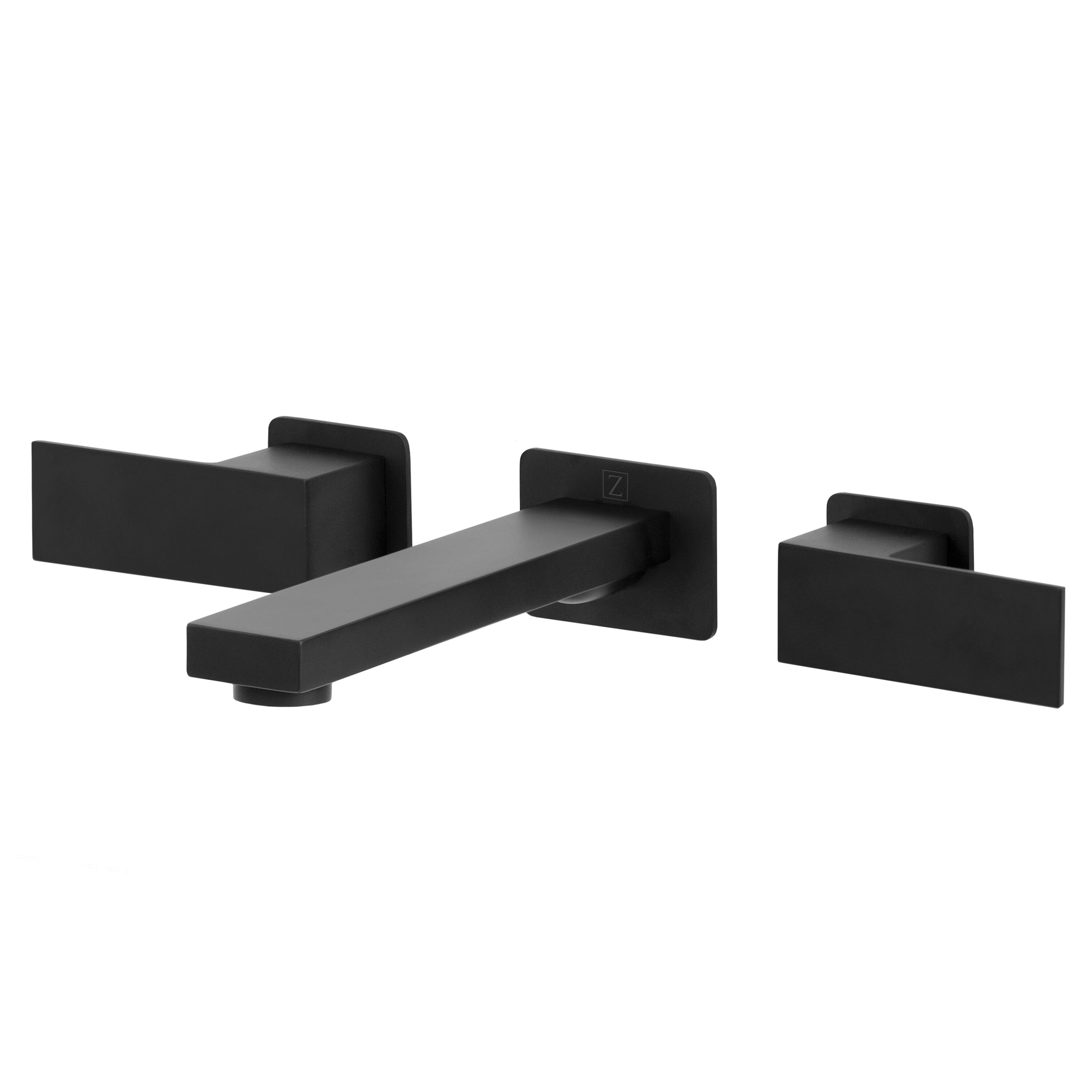 ZLINE KITCHEN & BATH BLS-BFW-MB Bliss Matte Black Wall-mount 2-handle Low-arc Residential Handle Bathroom Sink Faucet with Drain