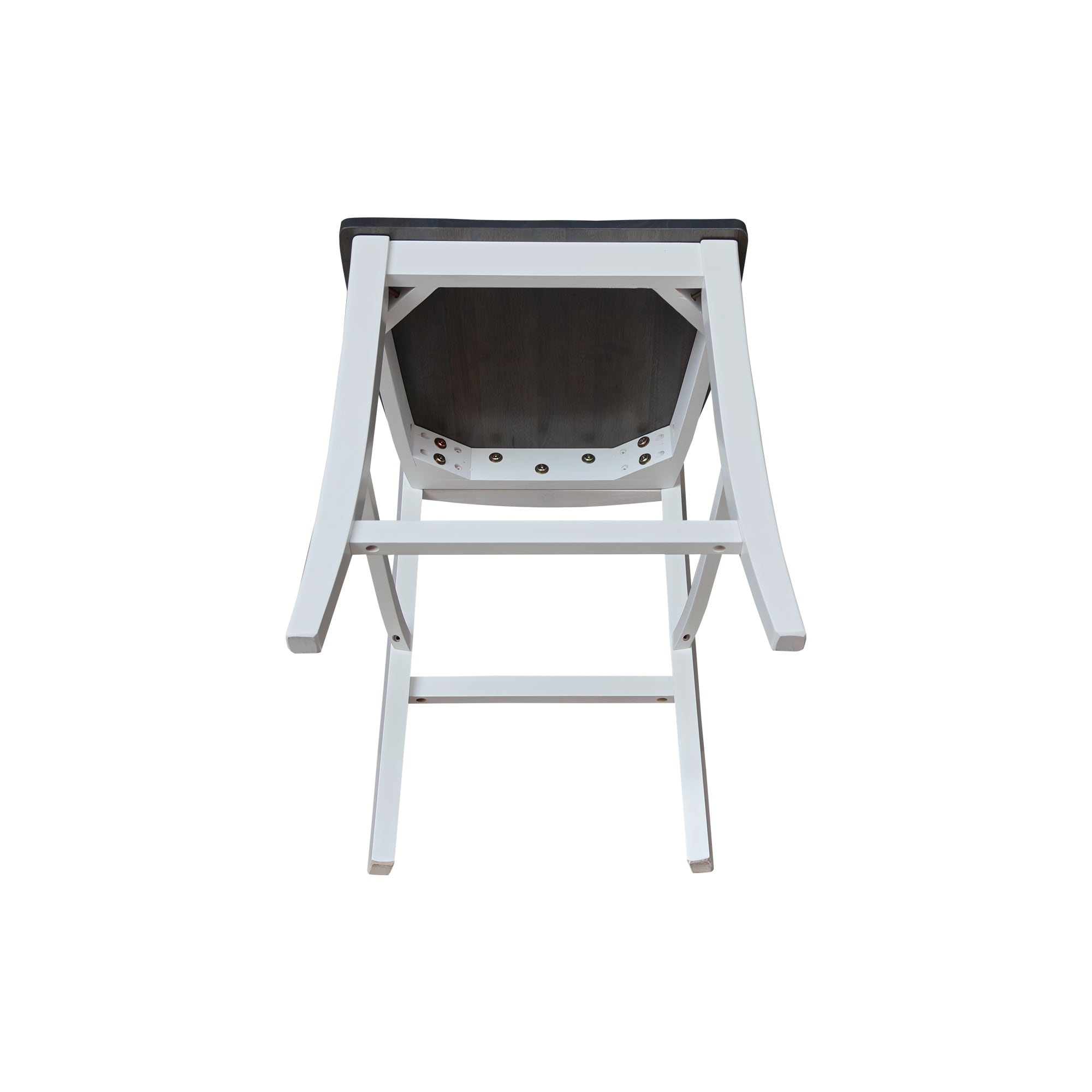 White and Heather Gray Wood Counter Height Stool with Splat Back