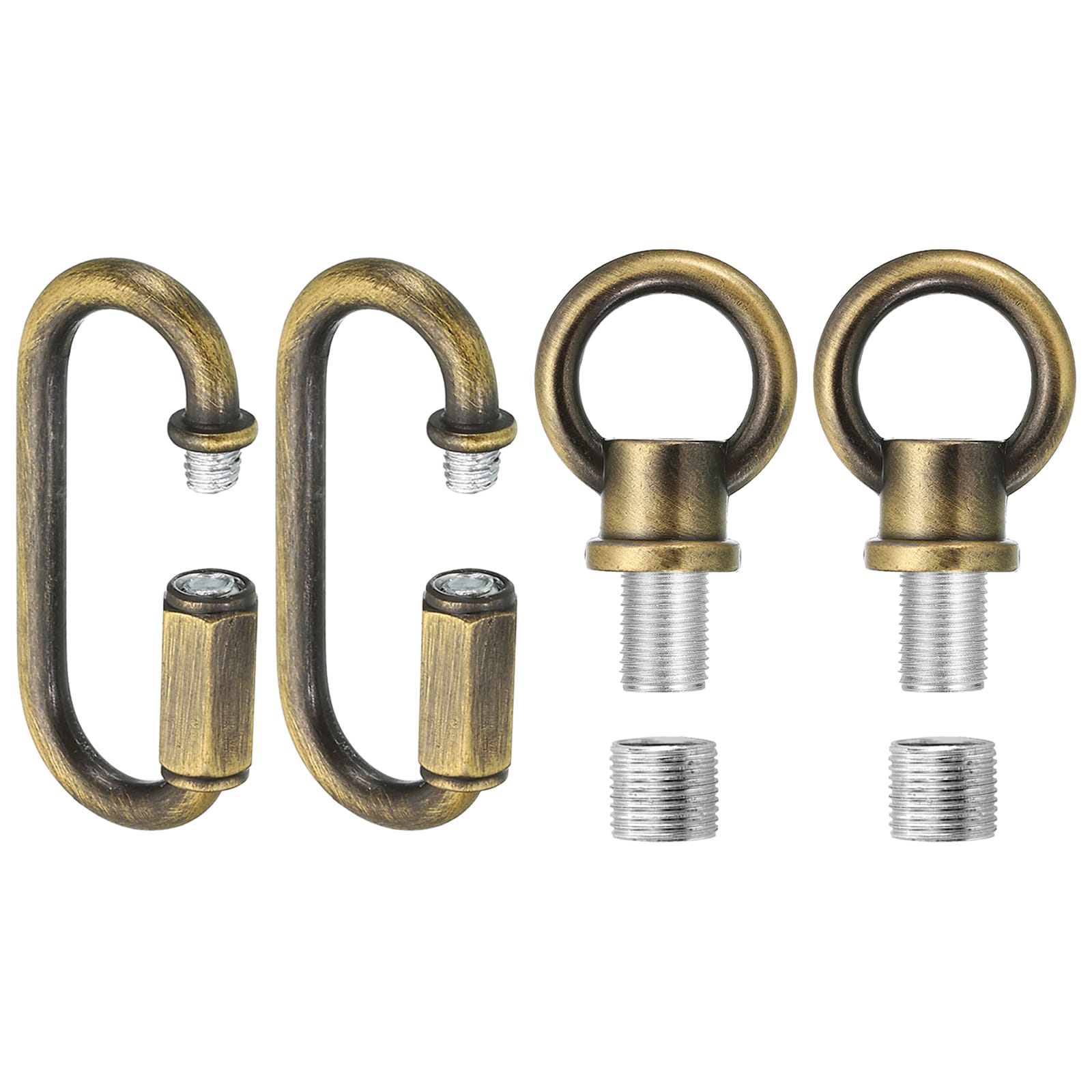 PATIKIL M10 Fine Thread Lamp Female Loop Holder with M12 Adapter Chain Quick Link Lifting Eye Nut Hook Ring Structural Support to Chandelier 132 lbs Load Bronze 2pcs