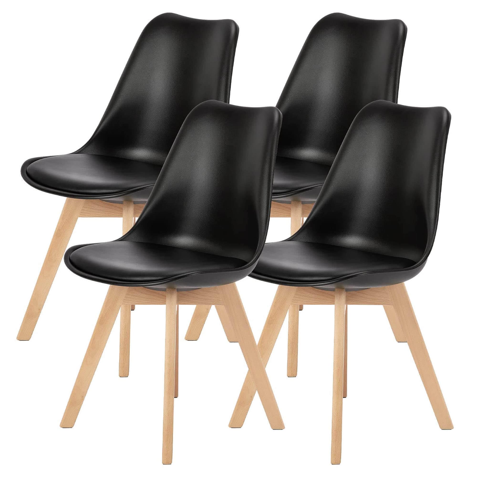 Sumyeg HM-W21222912 Set of 4 Contemporary/Modern Faux Leather Upholstered Dining Side Chair (Wood Frame)