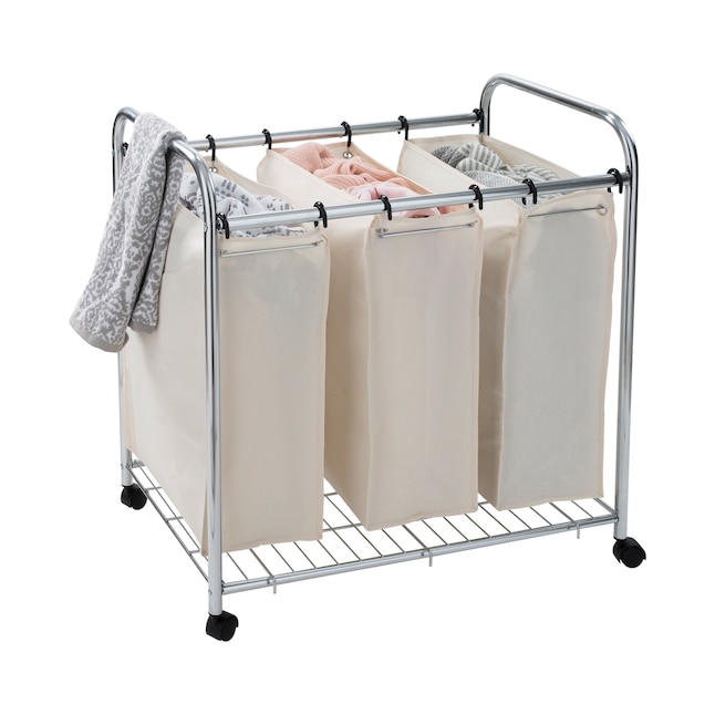 Organize It All Cotton 3-Compartment Sorter Laundry Cart in the