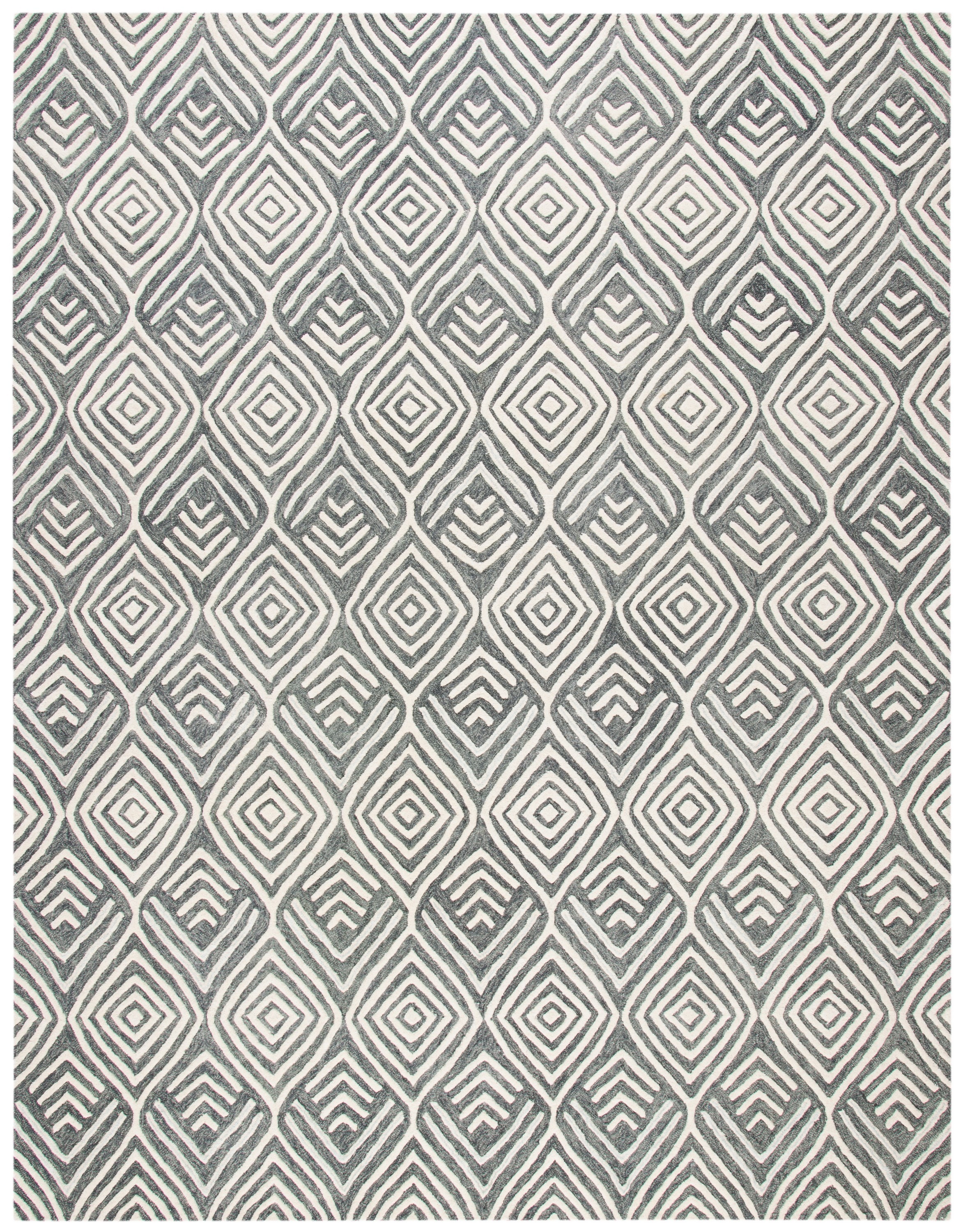 Handmade Gray Floral Tufted Wool Area Rug 8' x 10'