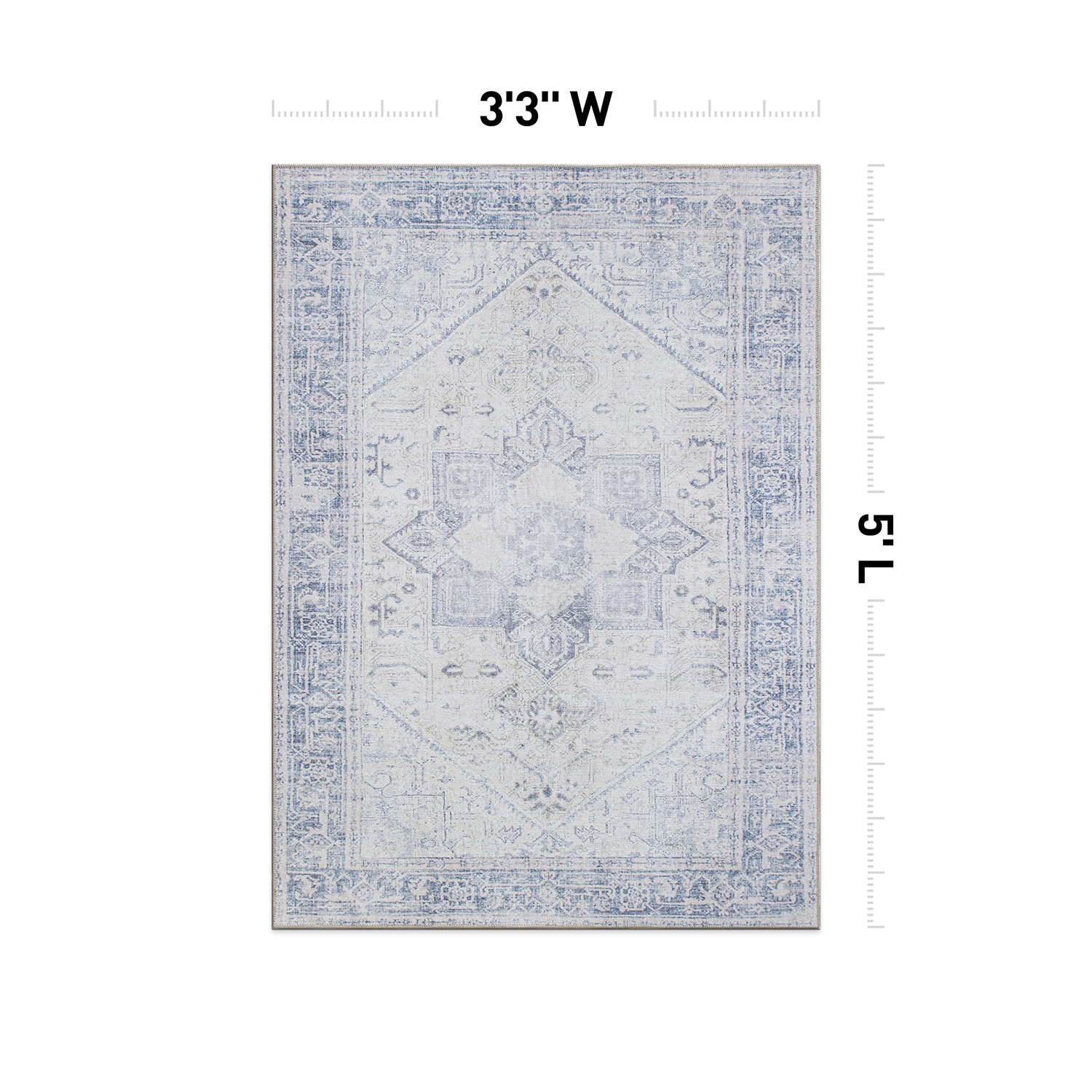 Blue Medallion Flat Woven Washable Synthetic Area Rug 5' x 7'