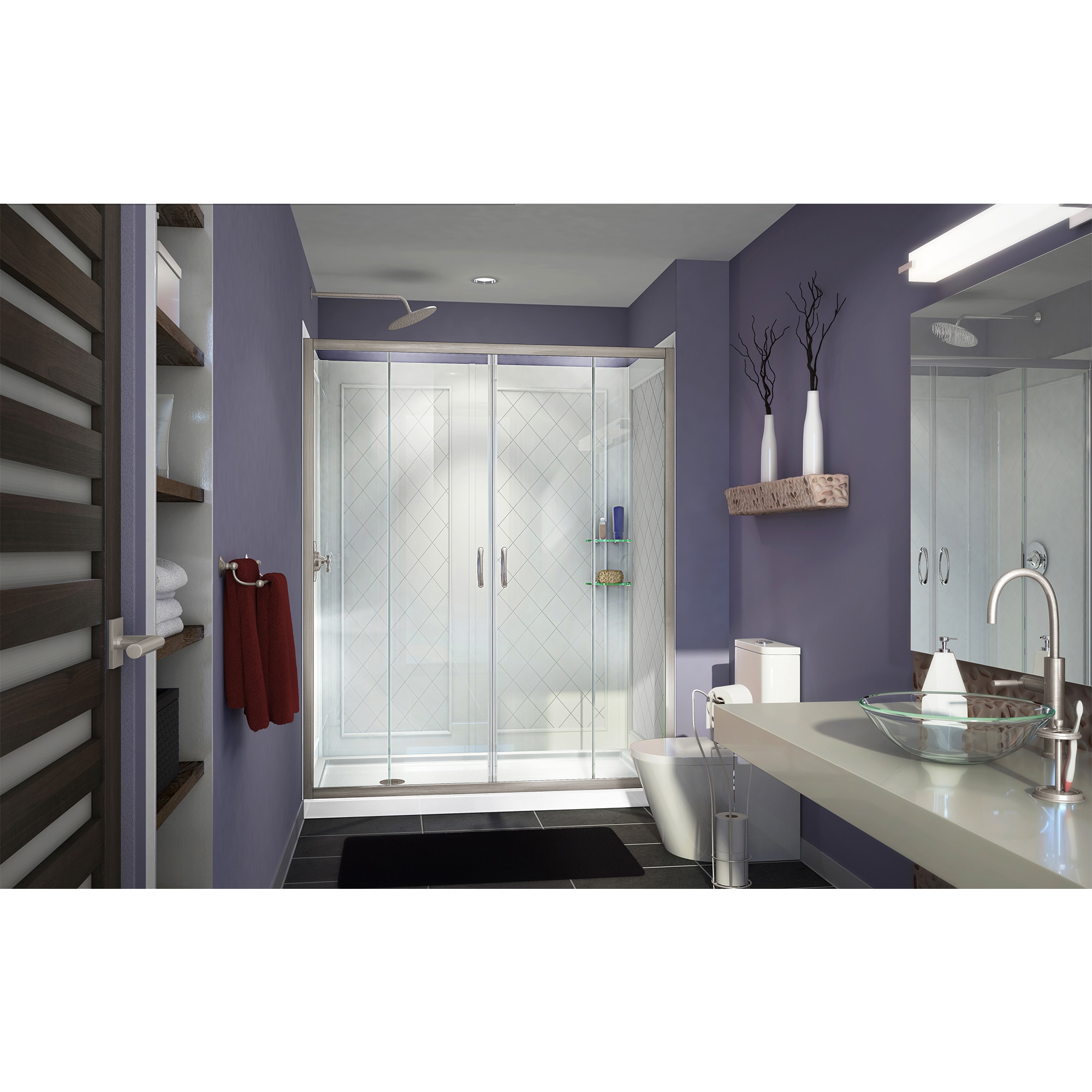 DreamLine QWALL-5 White 2-Piece 30-in x 60-in x 77-in Base/Wall Rectangular  Alcove Shower Kit (Left Drain) in the Shower Stalls & Enclosures department  at