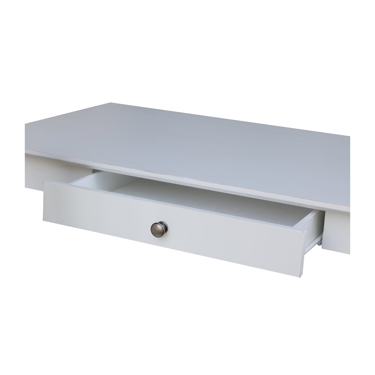 Transitional Beach White 48" Solid Hardwood Home Office Desk with Drawer