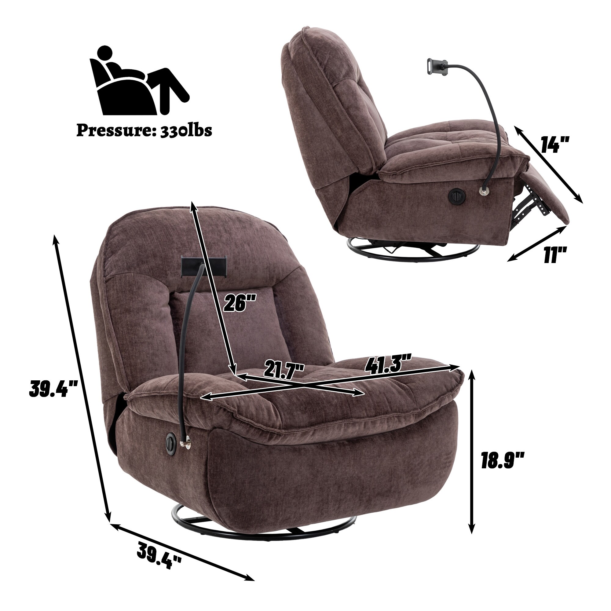 Clihome OF-1897PP68-BABL recliners - View #9