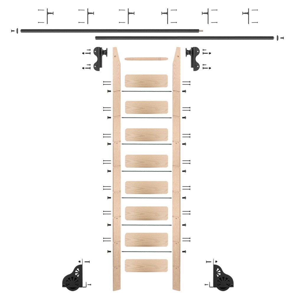 Quiet Glide QG5109MA12V08 9-ft Unfinished Maple Library Ladder