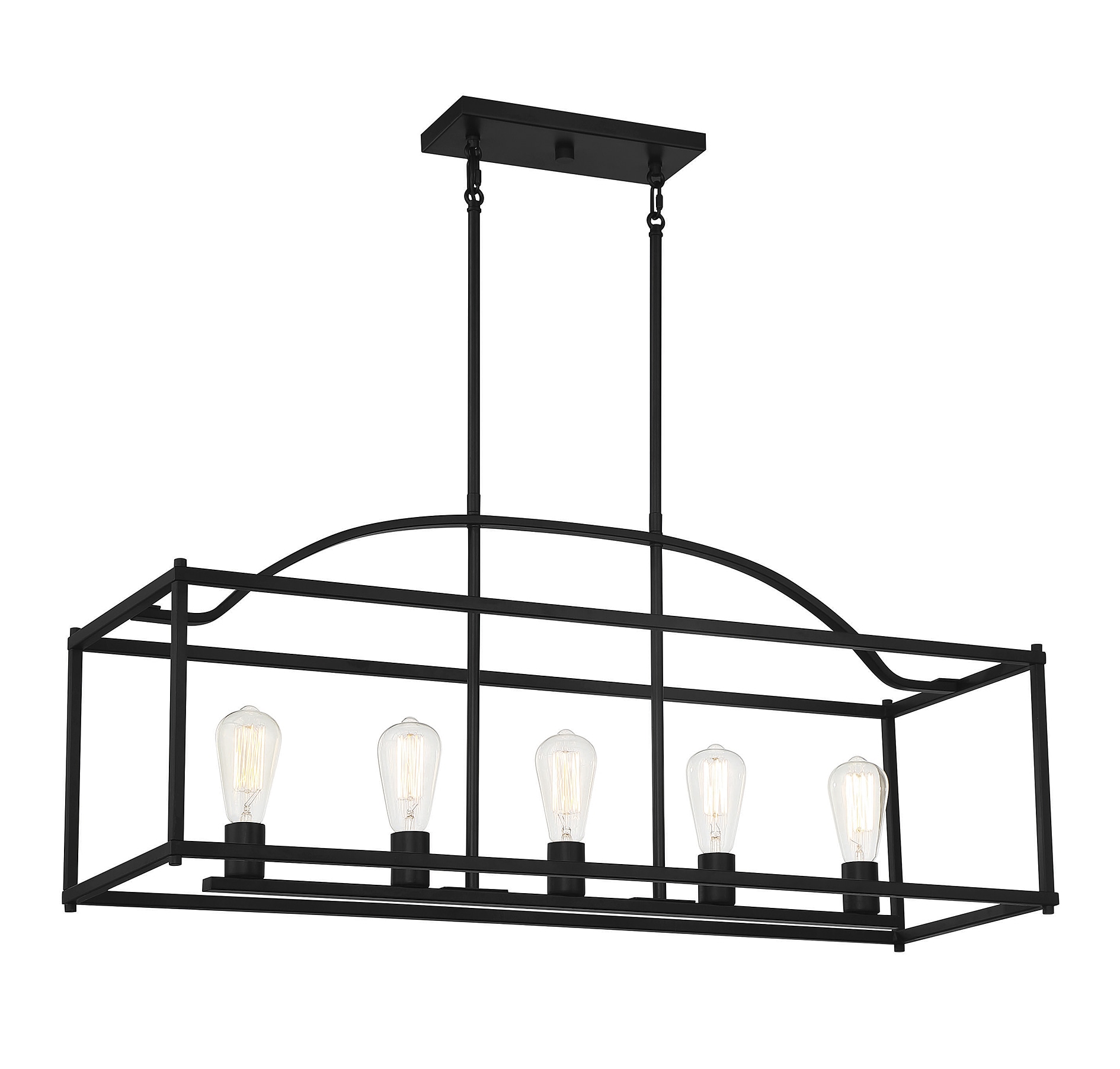 Palladian Matte Black 5-Light Linear Cage Chandelier