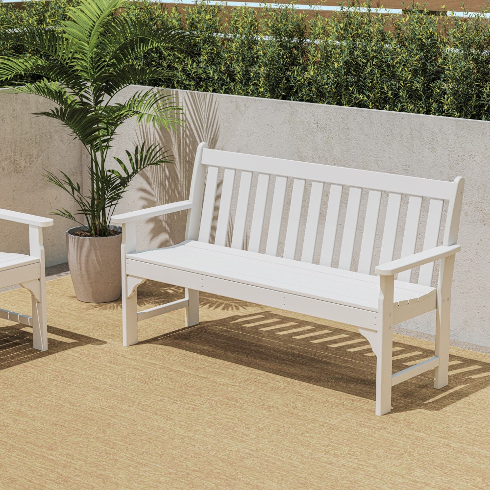 POLYWOOD GNB60WH Vineyard 60.5-Inches W x 35.25-Inches H White Plastic Garden Bench