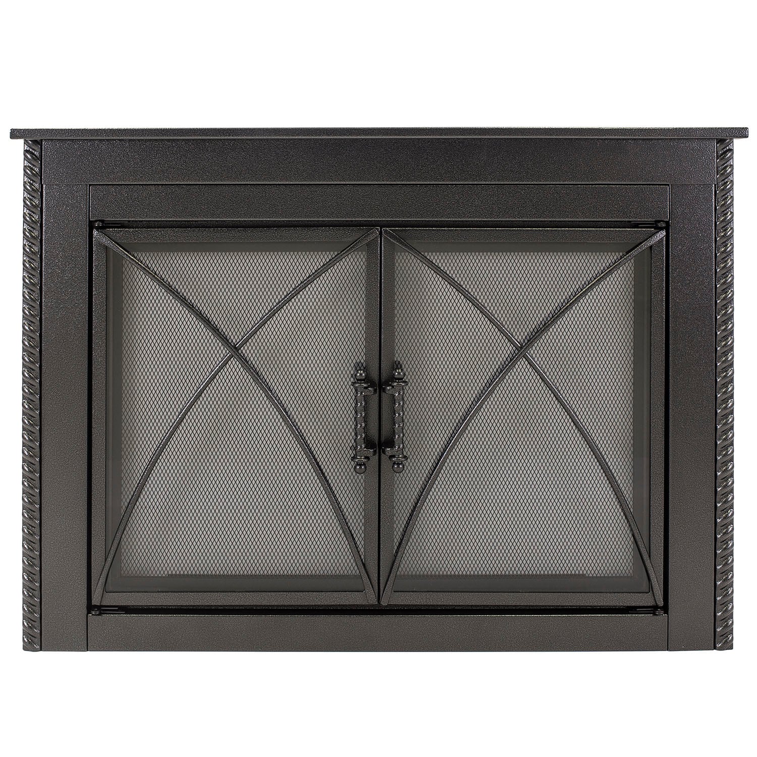 Albus Hammered Black Fireplace Glass Door with Smoke Glass