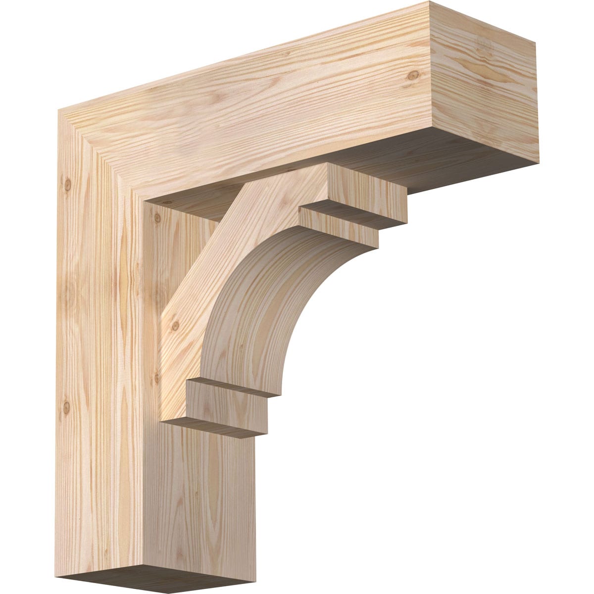 Ekena Millwork 1463370 Merced block smooth bracket with offset brace 7-1/2-in x 22-in x 22-in Douglas fir Brown Wood Standard bracket