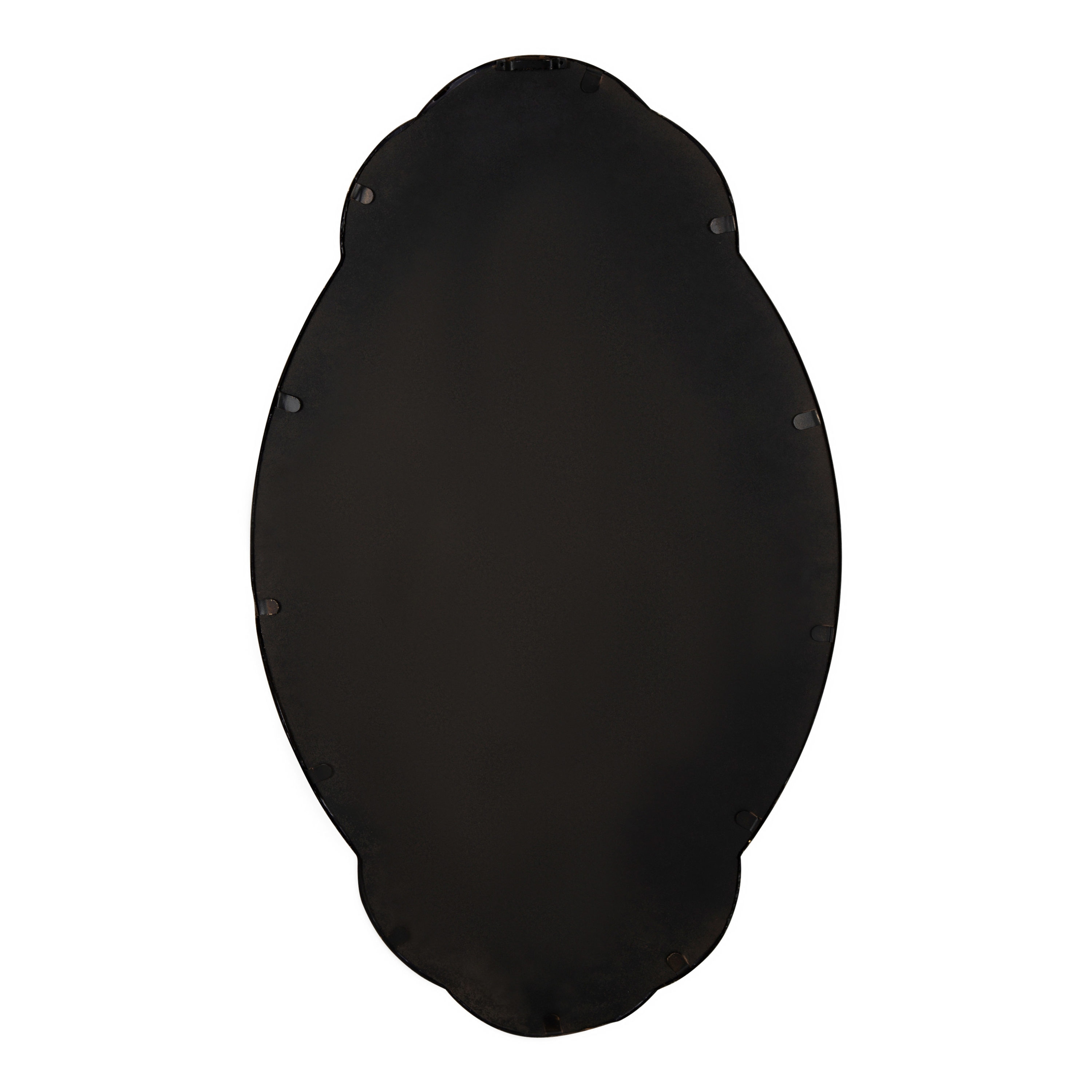 Magritte Scalloped Oval Gold Vanity Wall Mirror, 33x22 in