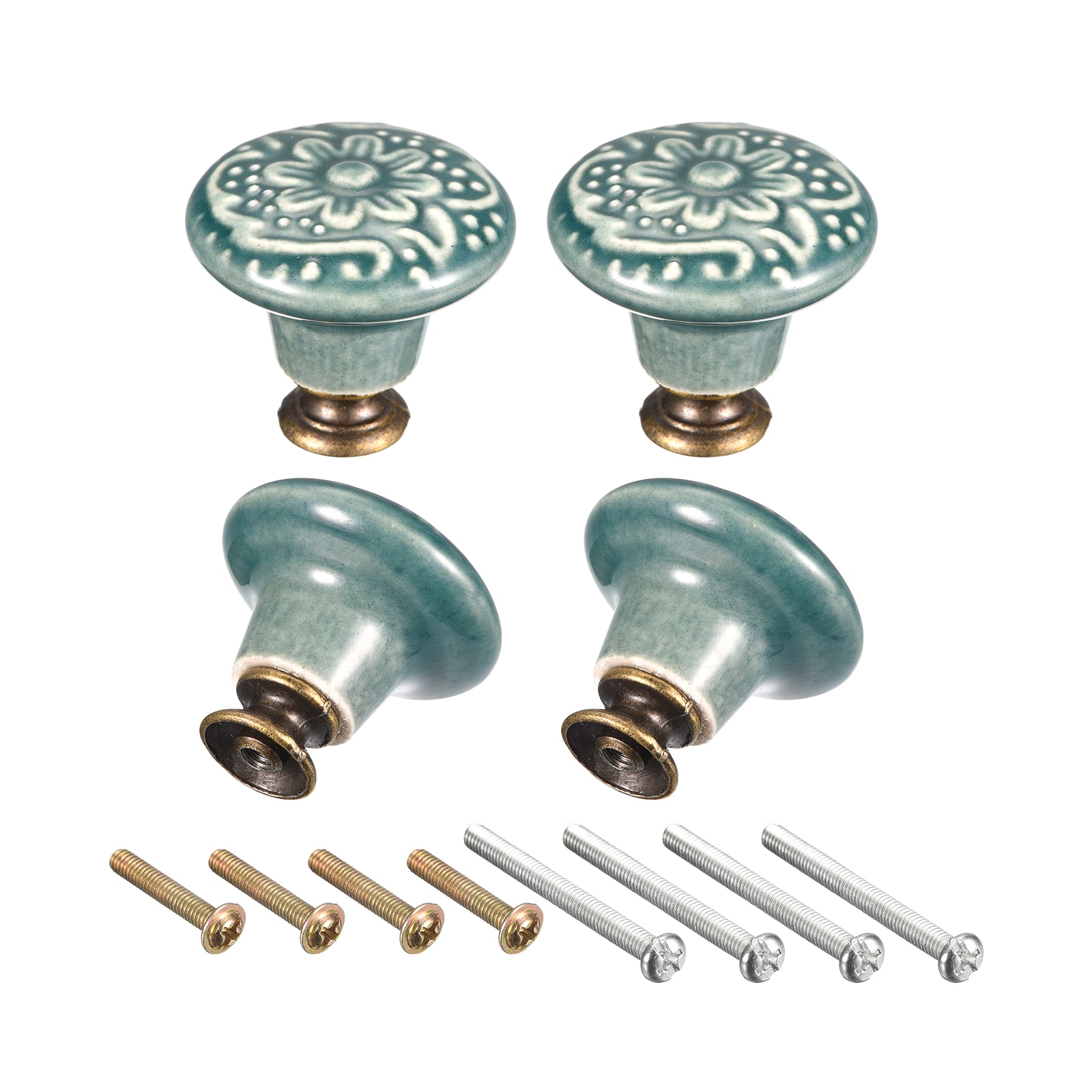 Unique Bargains - 32x34mm Ceramic Drawer Knobs 4pcs Ball Shape Door Pull Handles with Mounting Sc...