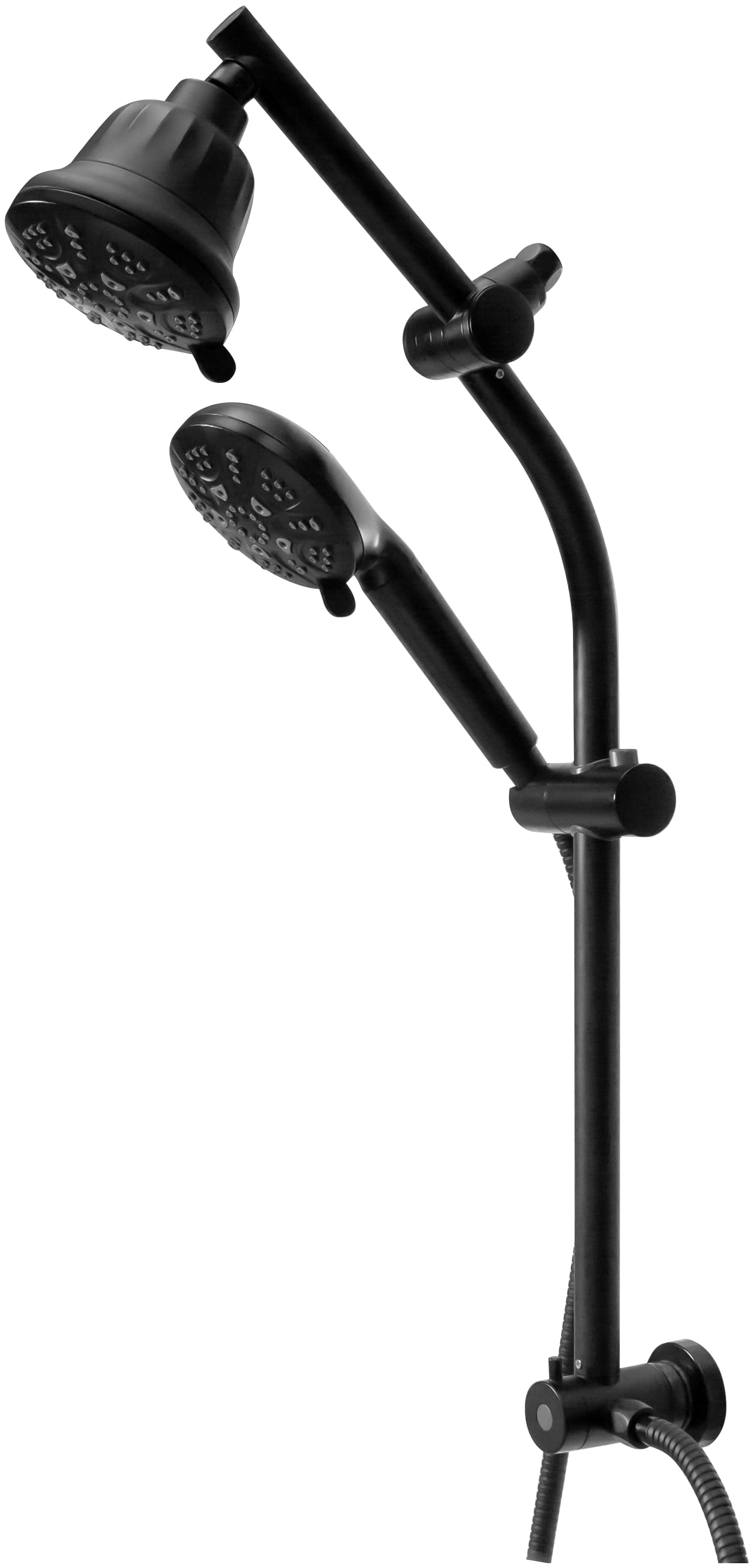 Matte Black Dual Shower Head with Adjustable Slide Bar and Filter