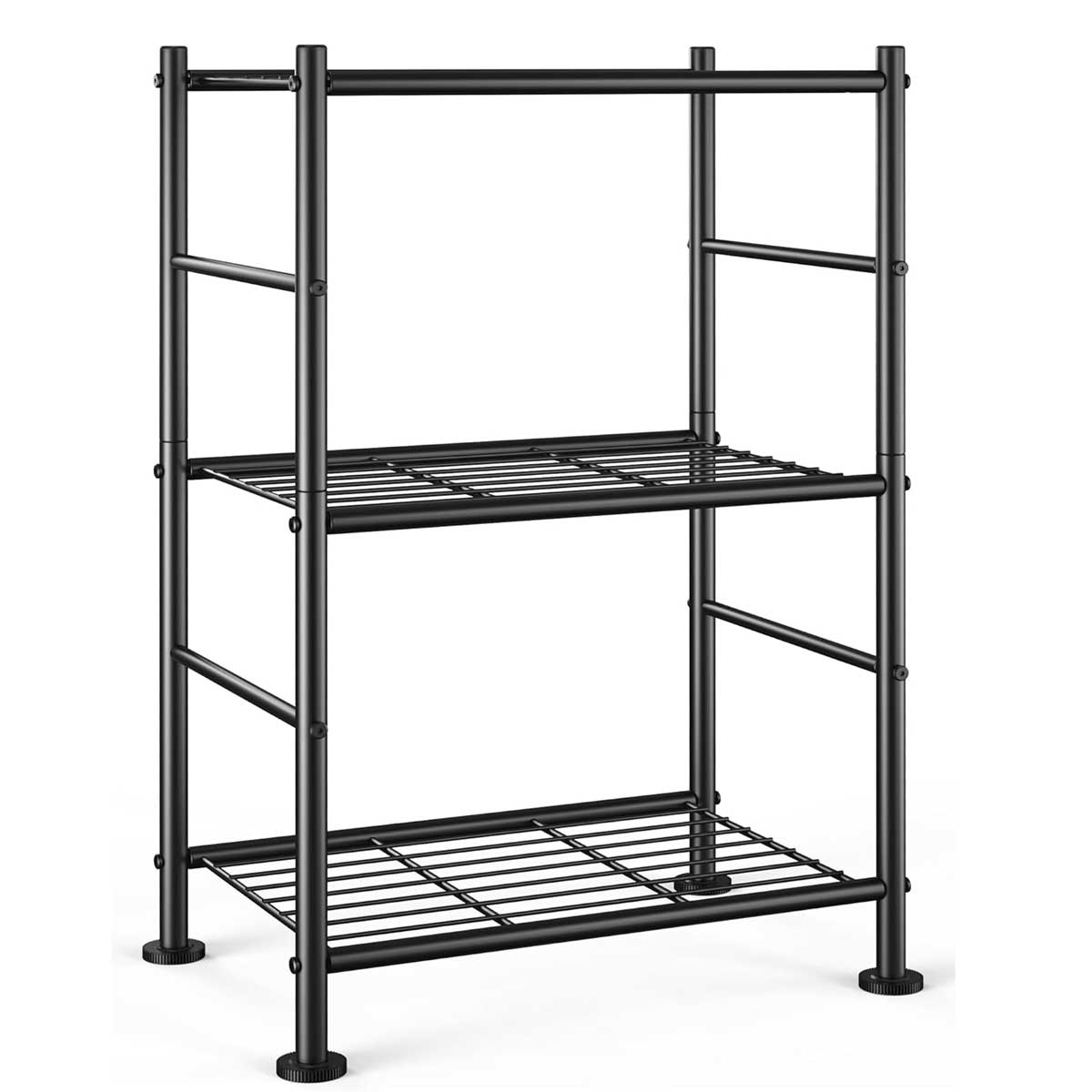 Aoibox LABUS18008 3 Tier Metal Storage Shelf Organizer with Adjustable Feet Space Saving for Pantry Laundry Kitchen 18 x 12 x 30 Black