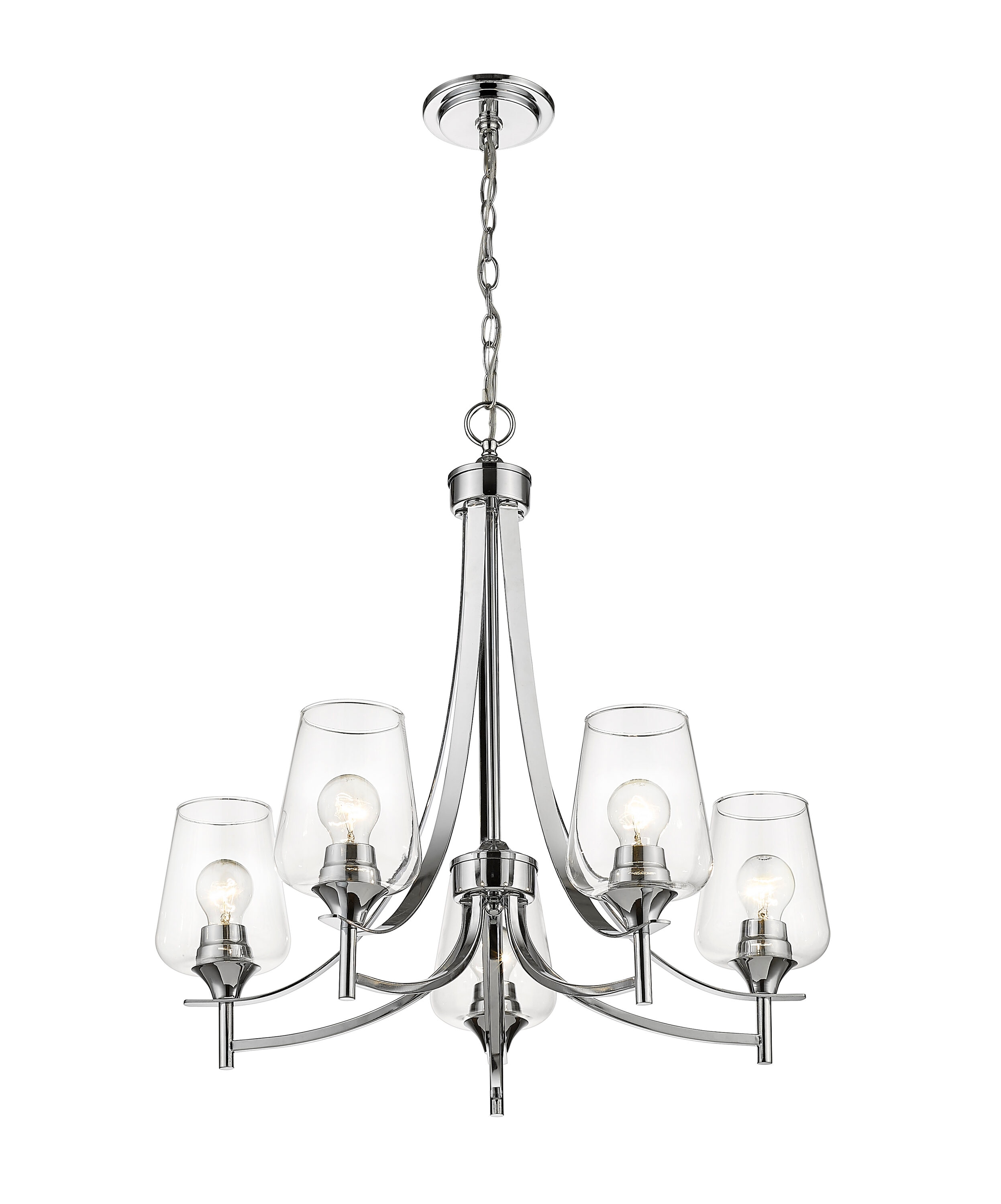 Joliet Chrome 5-Light Modern Steel Chandelier with Clear Glass Shades