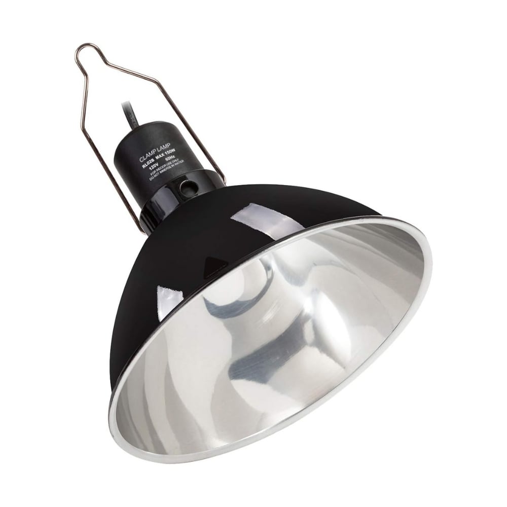 Etokfoks  8 5 Inch Reptile Lamp Fixture Optical Reflection Cover E26 Ceramic Cap 150W Switch Hook For Number 60 And 90 Glass Terrariums
