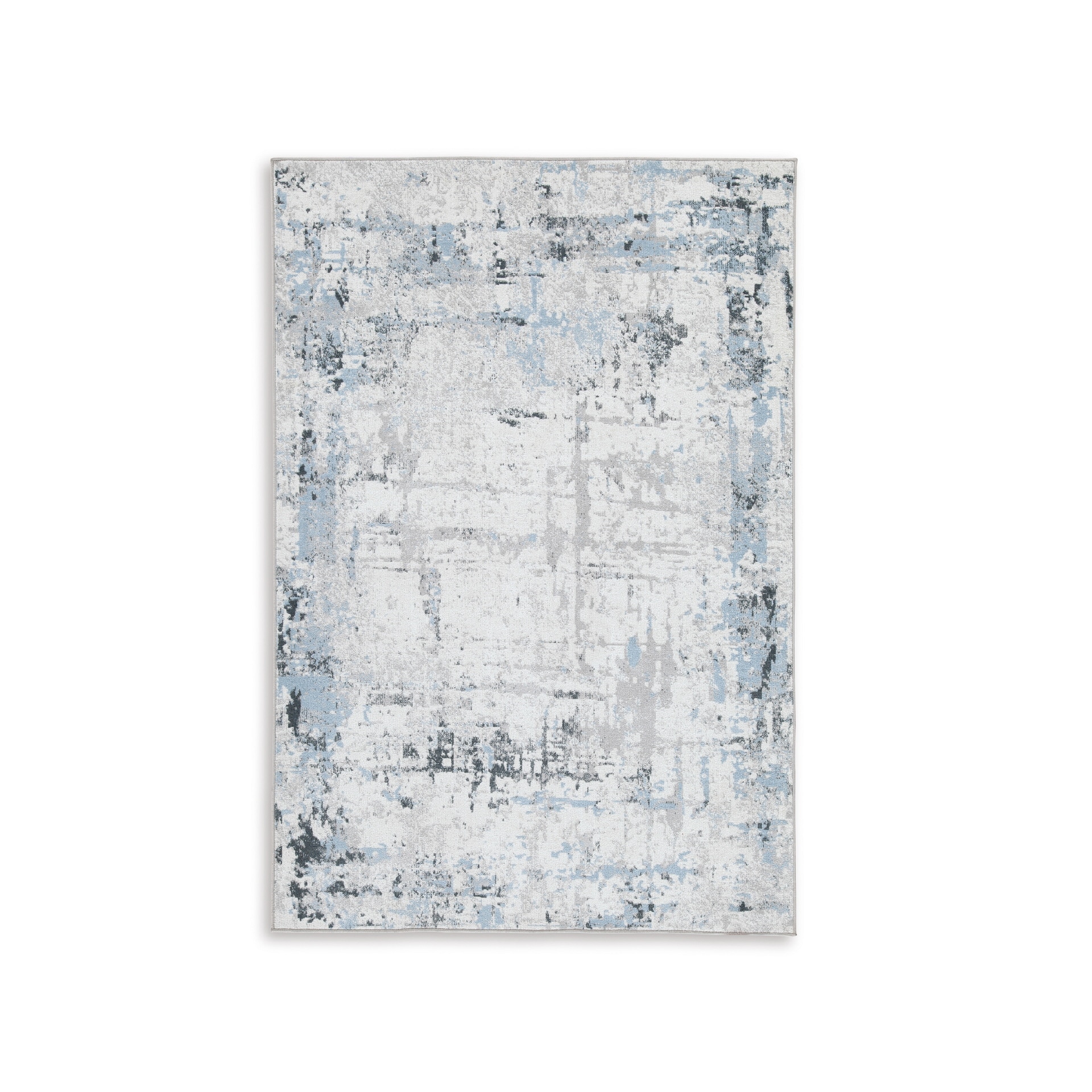 Signature Design by Ashley - Emertonly Washable Area Rug 8 x 10 Rectangular Abstract Pattern Blue...