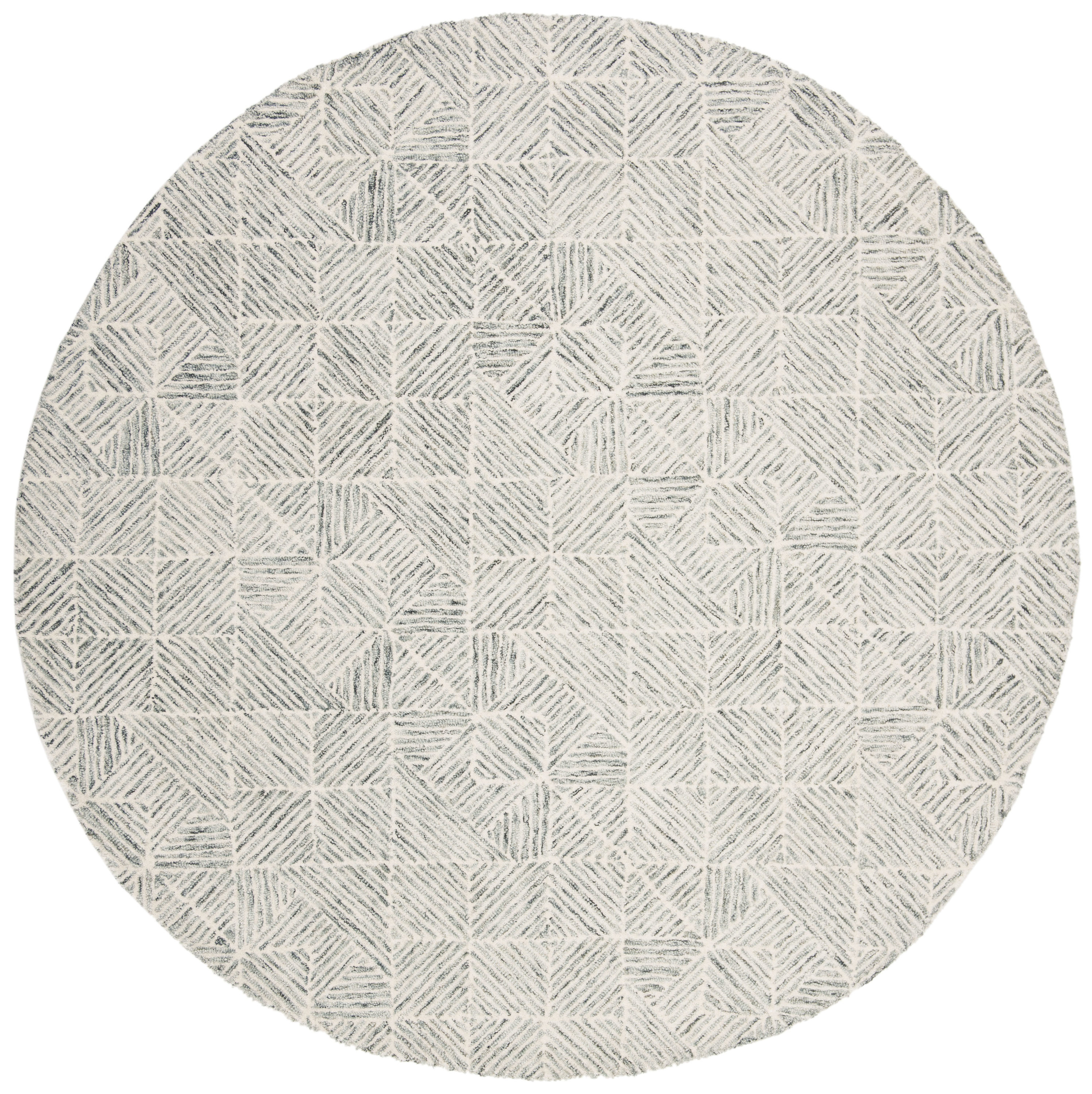 Safavieh ABT763Y-4R Abstract Polinia 4 x 4 (ft) Tufted Wool Green/Ivory Round Indoor Geometric Farmhouse/Cottage Area rug