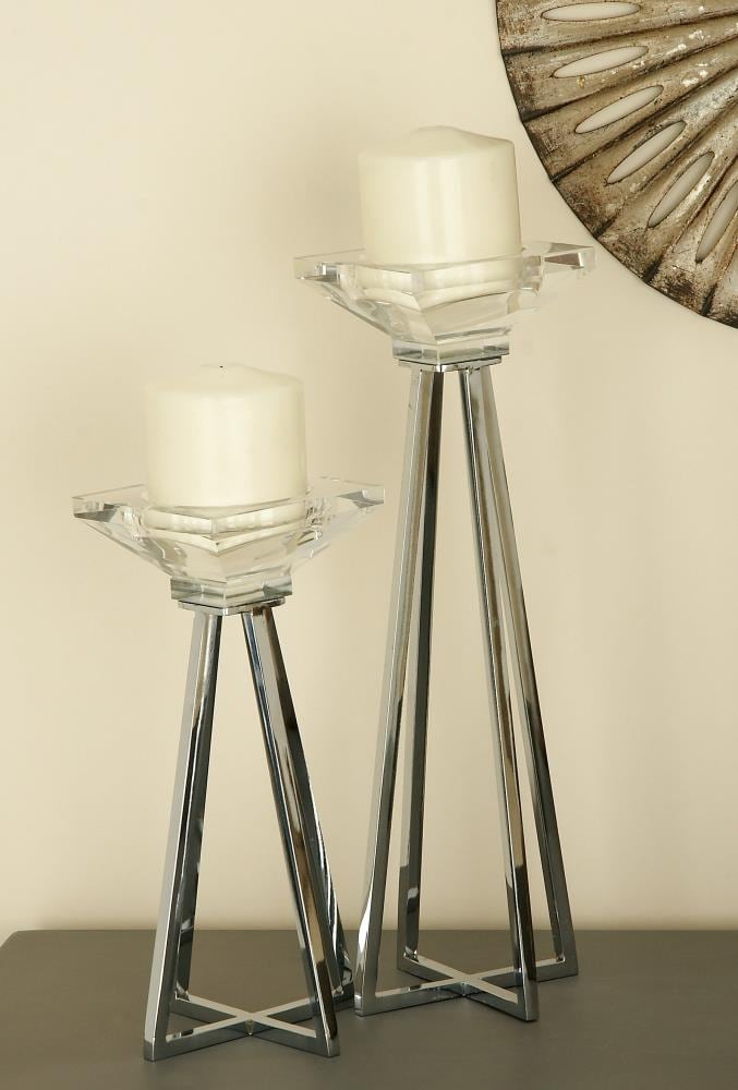 Cosmoliving By Cosmopolitan 2 Candle Metal Pillar Candle Holder 14 In H X 5 In W X 5 In L At