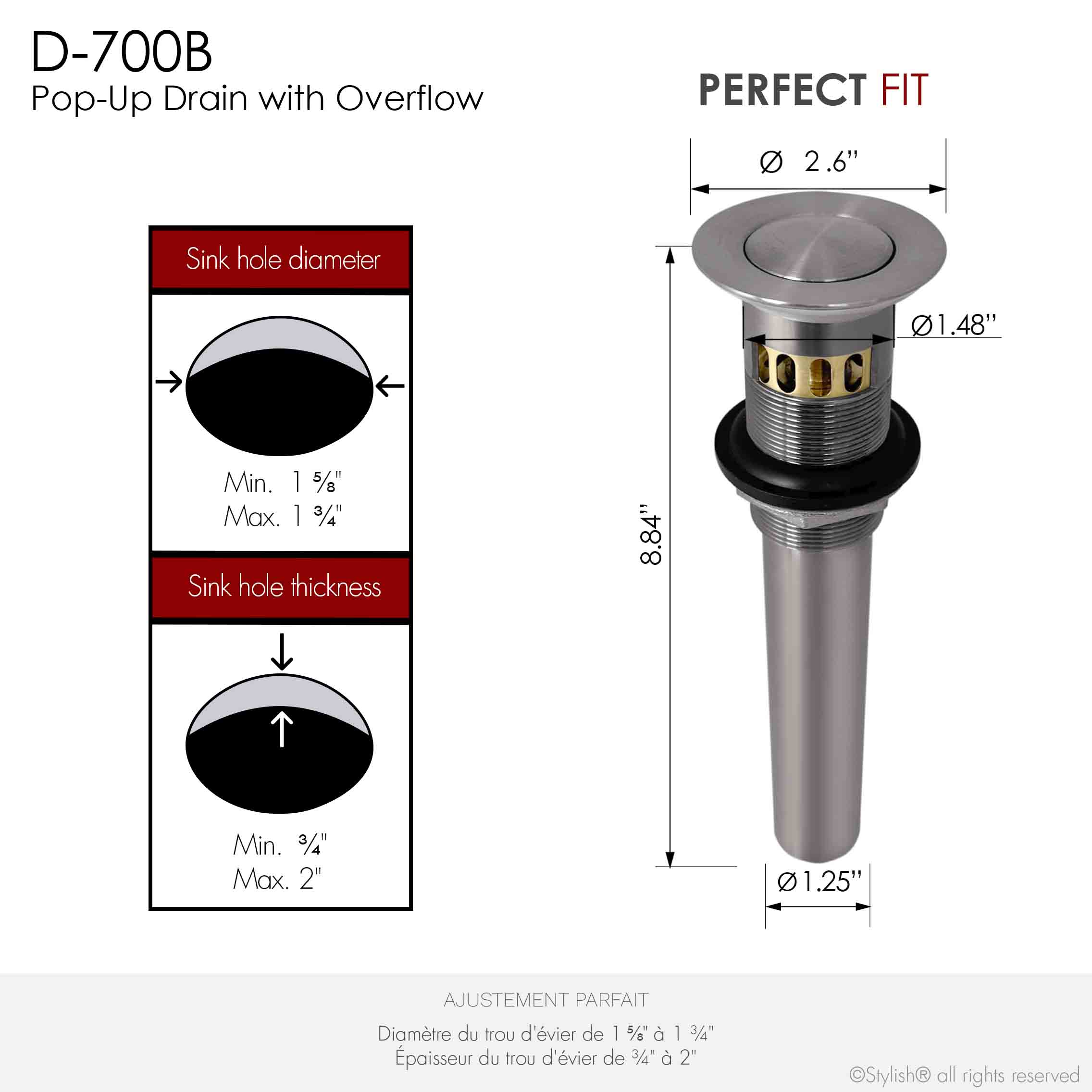 Stylish D-700B Popup-Drains-Accessories - View #4