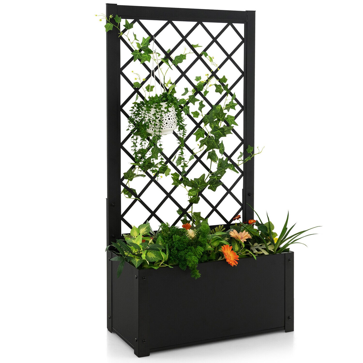 Forclover CTWE-NP10244BN 24-in W x 12.5-in L x 49-in H Black Raised Garden Bed