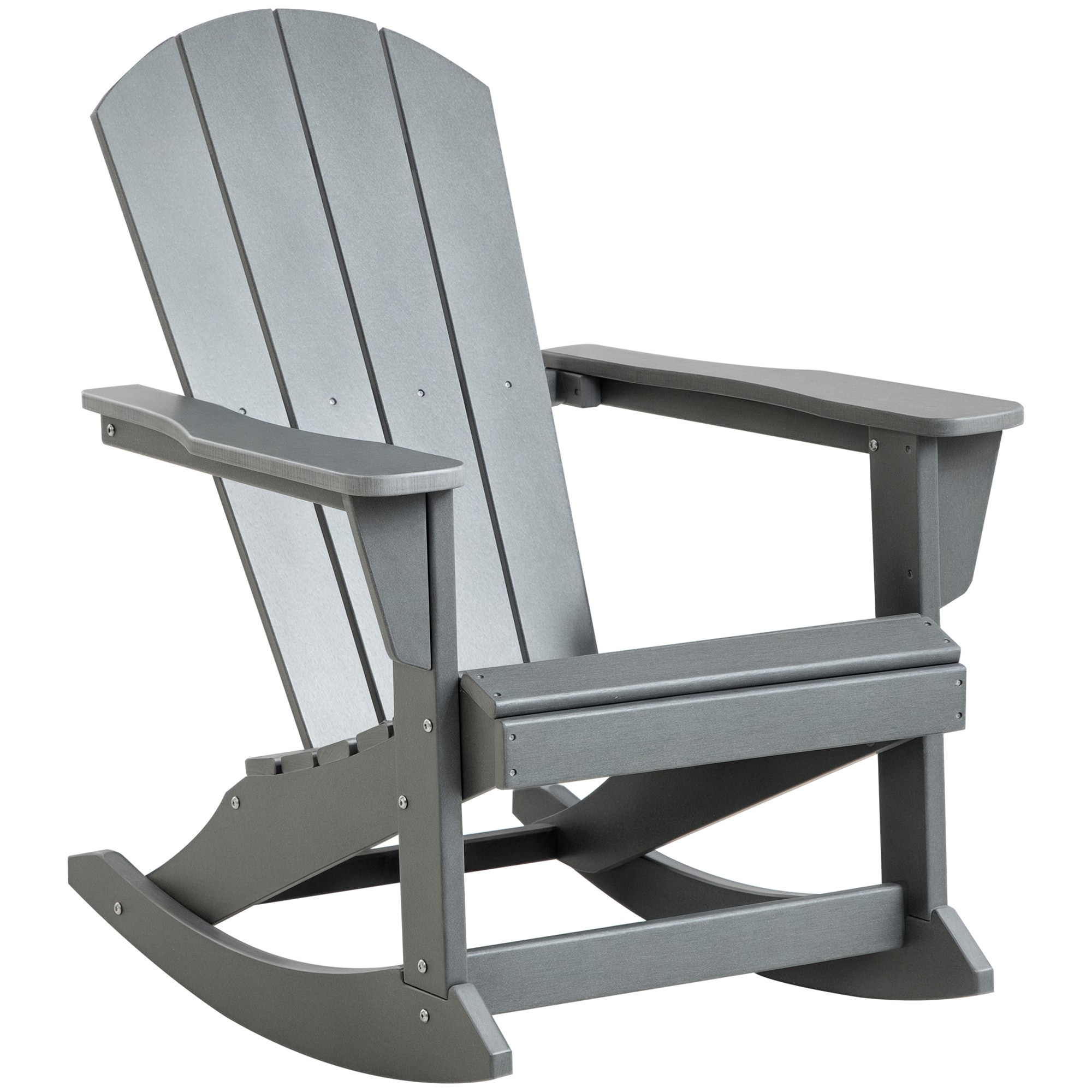 Outsunny 84G-022V00LG Outdoor Rocking Chair HDPE Adirondack Porch Rocker Chair for Garden Patio Light Gray