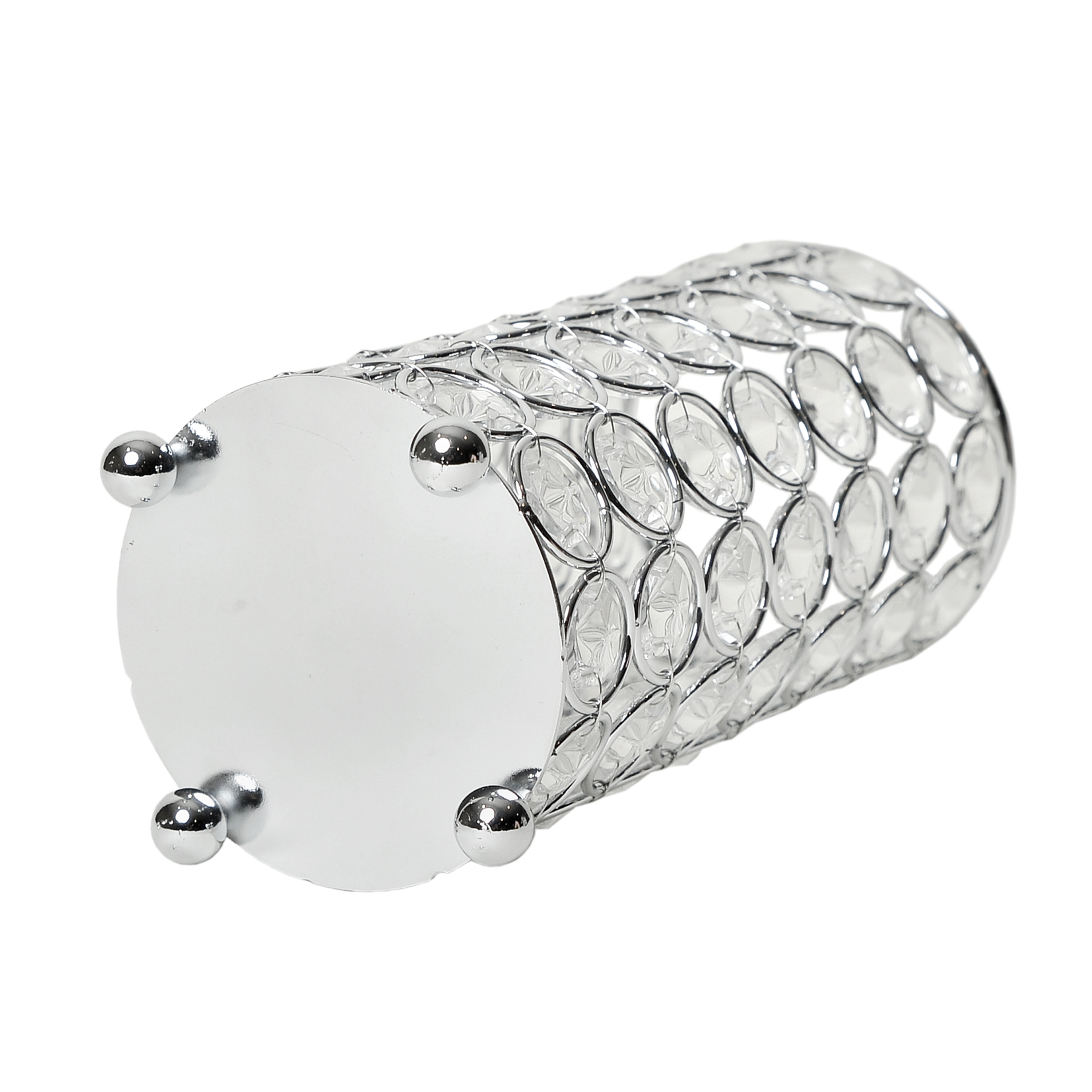 Elipse 6.75" Chrome Base Crystal Decorative Vase & Candle Holder
