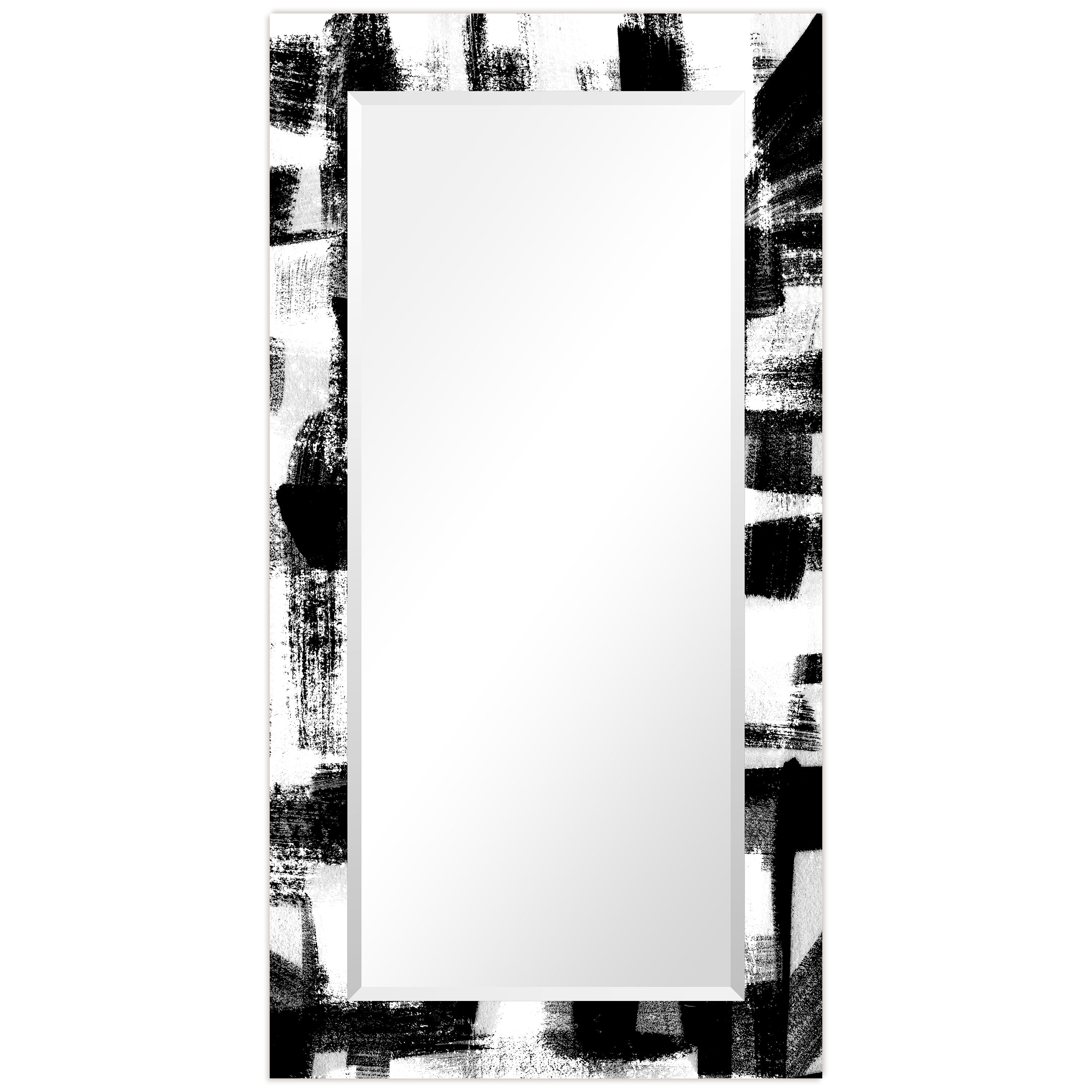 Empire Art Direct TAM-137644-5428 "Jam Session" Rectangular Beveled Wall Mounted Mirror on Free Floating Printed Tempered Art Glass 54"x28"