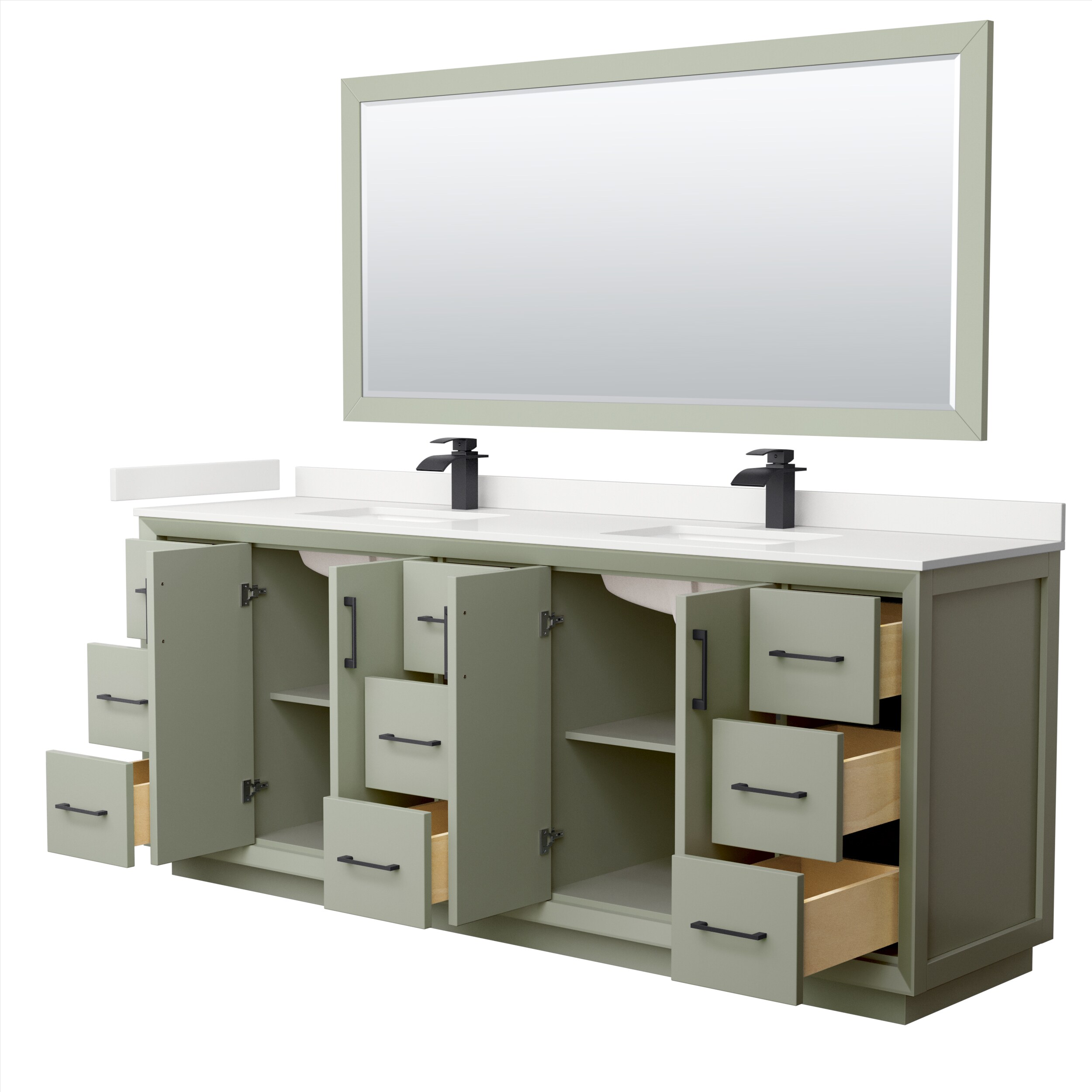 Wyndham Collection WCF414184DLBWQUNSM70 Bath-Vanity-Combo - View #2