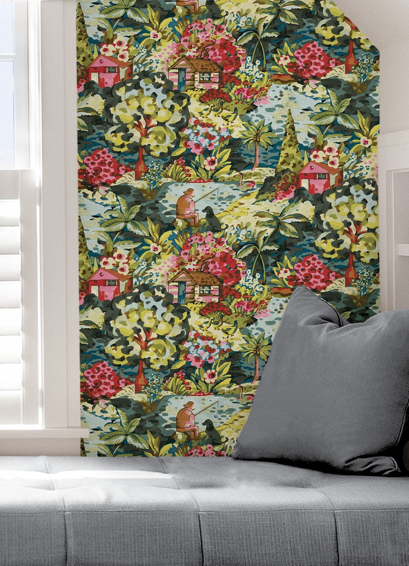 Multicolor Scenic Cabin-Core Peel & Stick Wallpaper Roll
