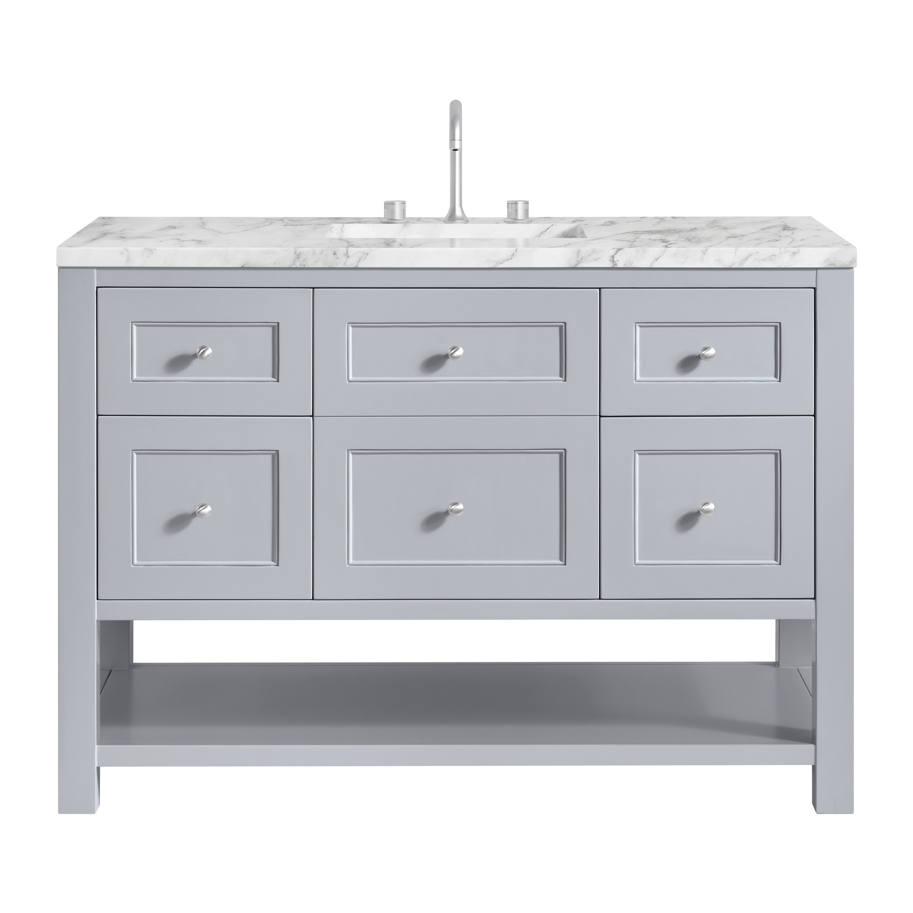 James Martin Vanities 330-V48-SRB-3CAR Breckenridge 48-in Serenity Blue Undermount Single Sink Bathroom Vanity with Carrara White Marble Top