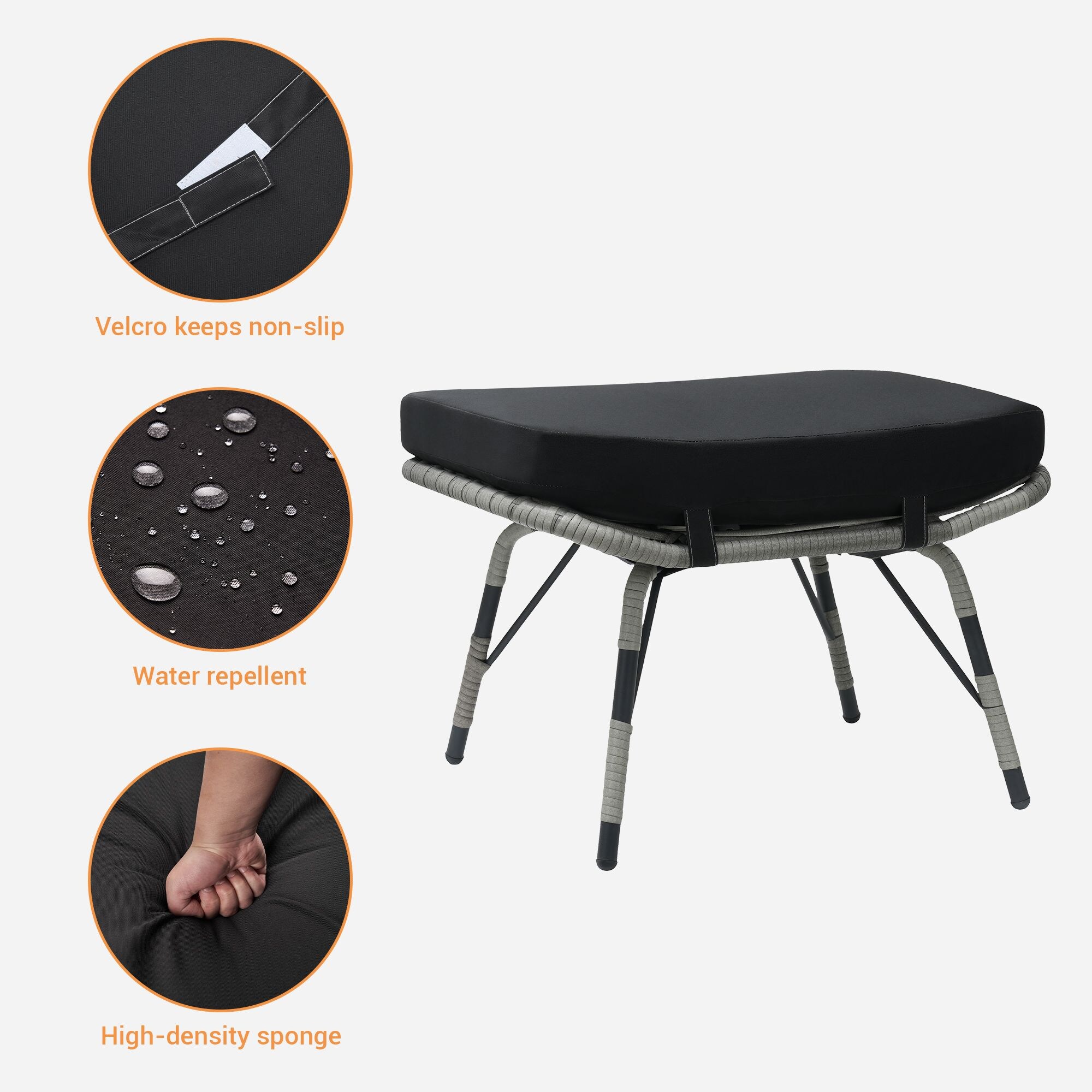 SANSTAR L-OTIDC66-BK Stools-Ottomans - View #5