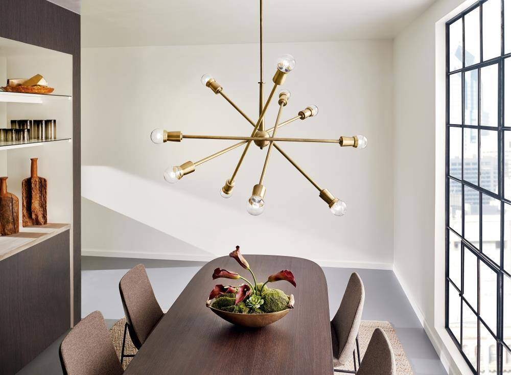 Kichler Armstrong 10-Light Brass Mid-century Dry rated Chandelier in ...