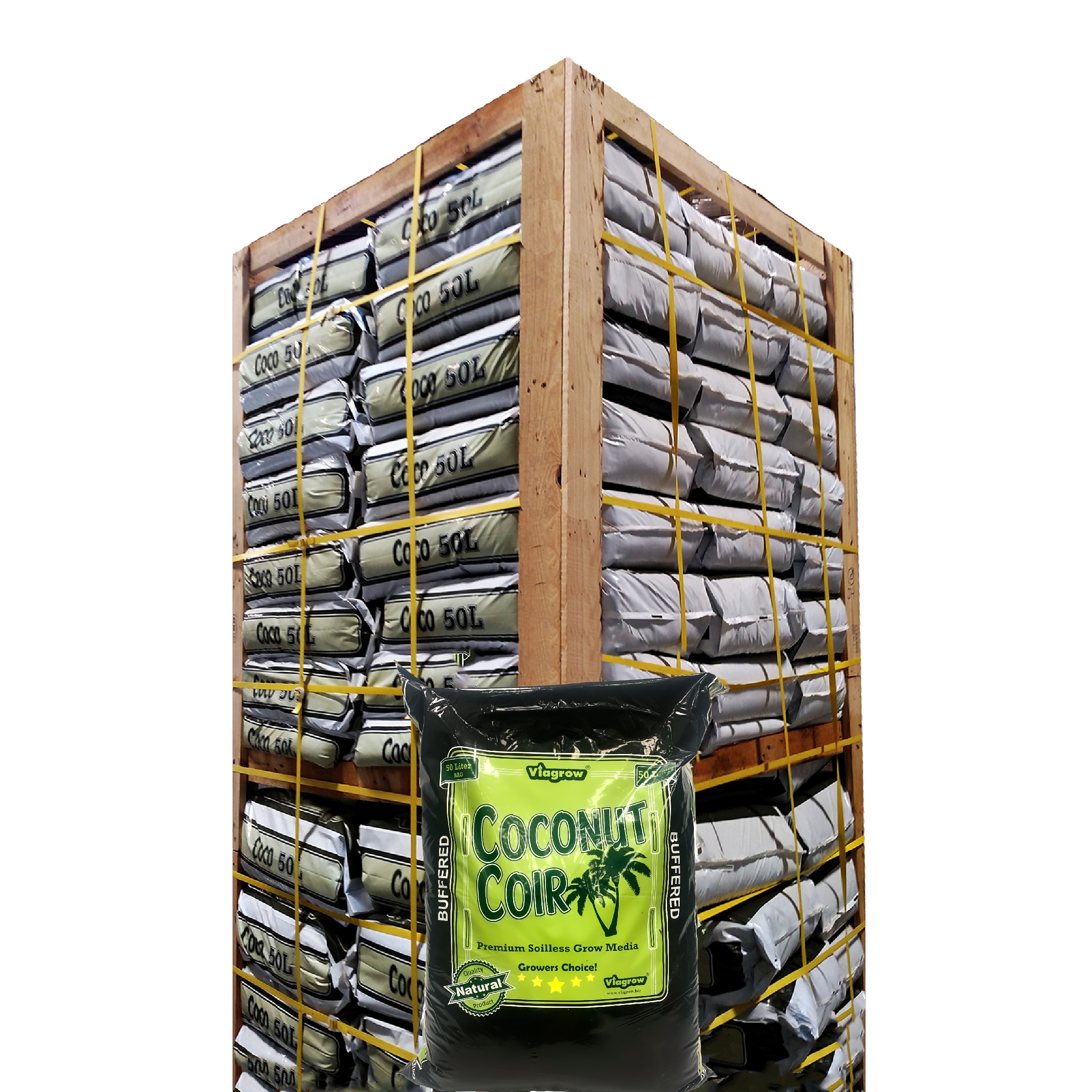 Viagrow VCCF50B-PT Pallet of 90 - Buffered Loose Media 1.5 cu.ft / 50 liters Organic Coconut coir Improves soil structure