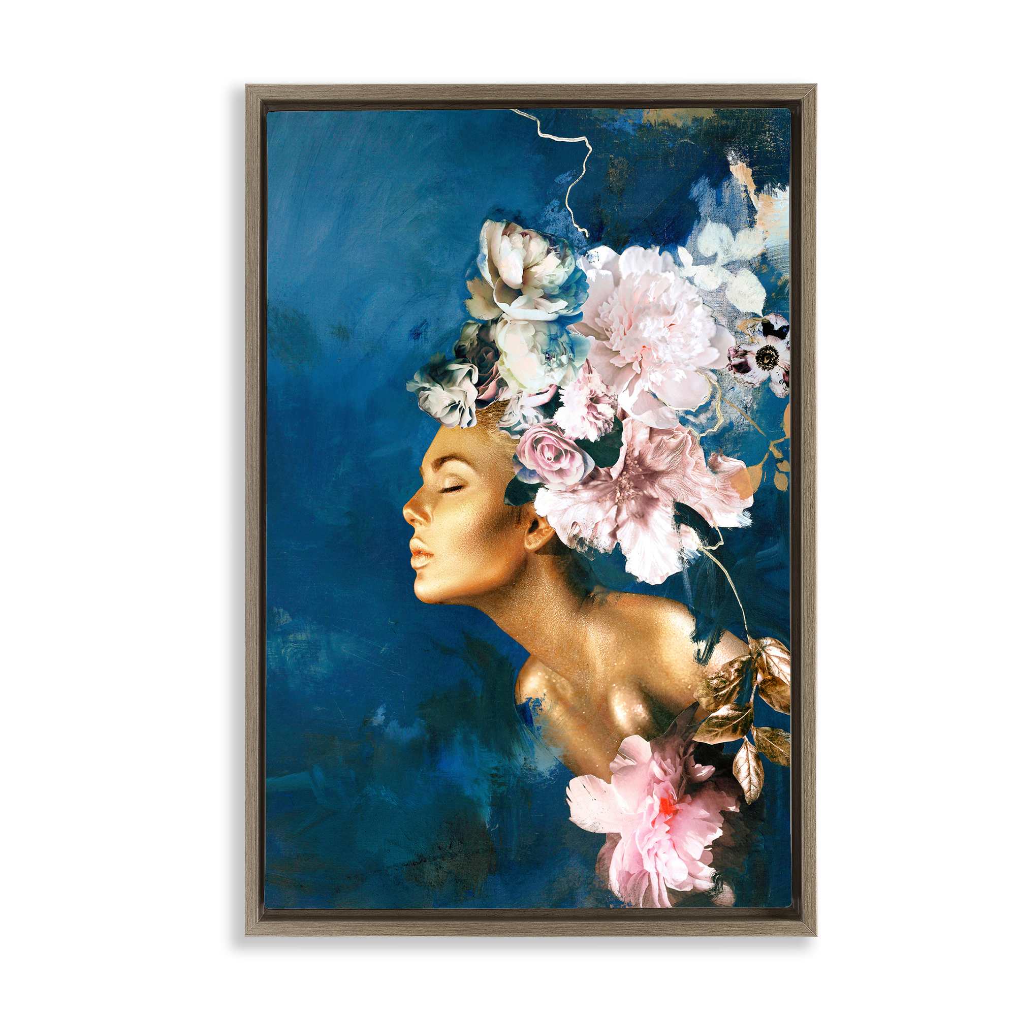 Stupell Industries BS-786-FFE-20X30 Sophisticated Floral Woman Brown Framed Floater Canvas Wall Art By Design Fabrikken 21 x 31