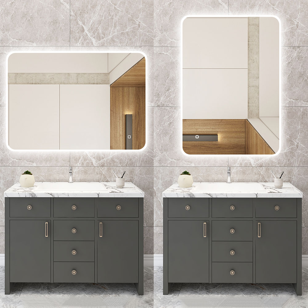 KINWELL Bathroom Mirror 31.5-in W x 23.6-in H LED Lighted White ...