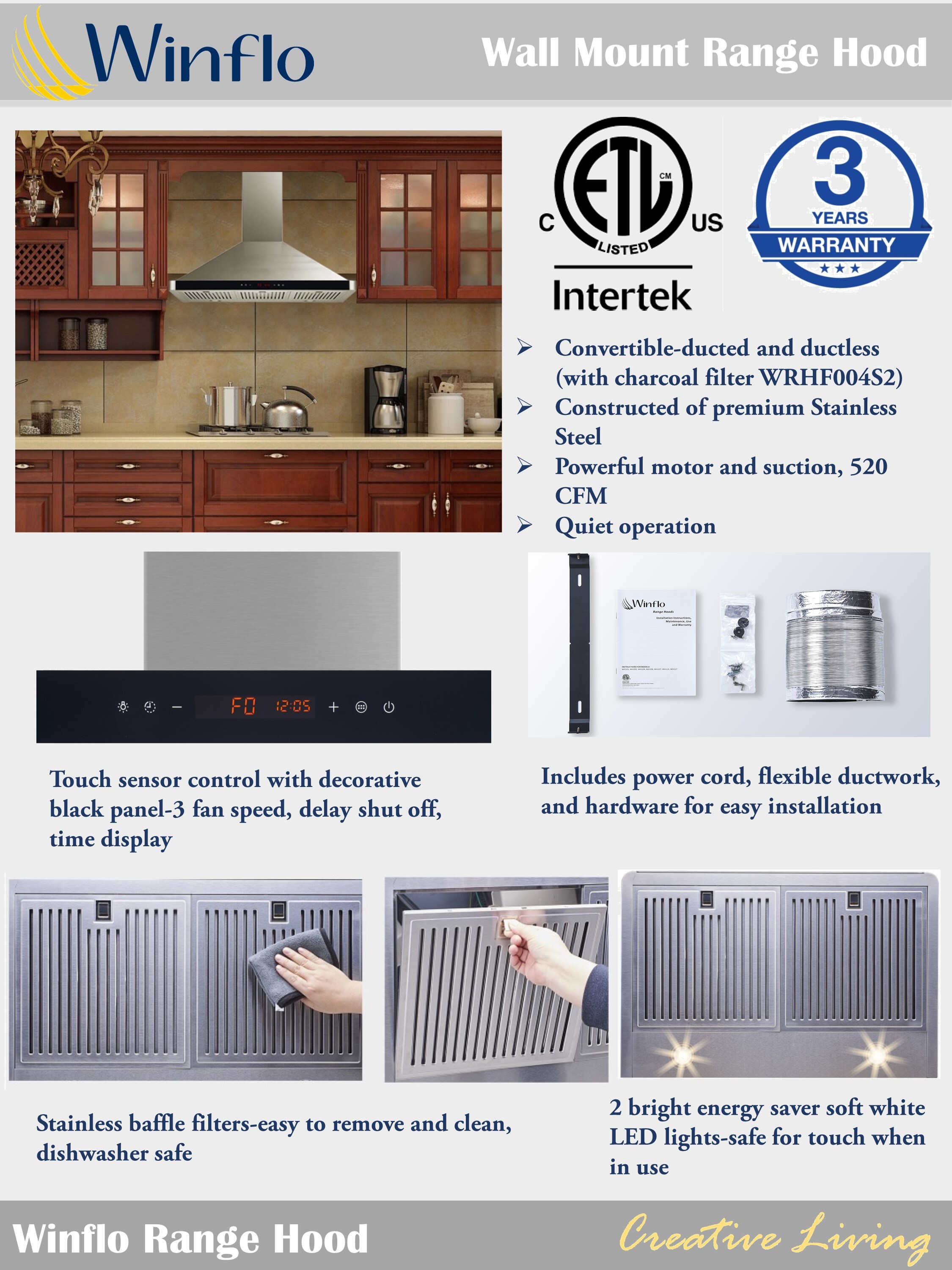 Winflo LRW03B36DC Wall-Mounted-Range-Hoods - View #7
