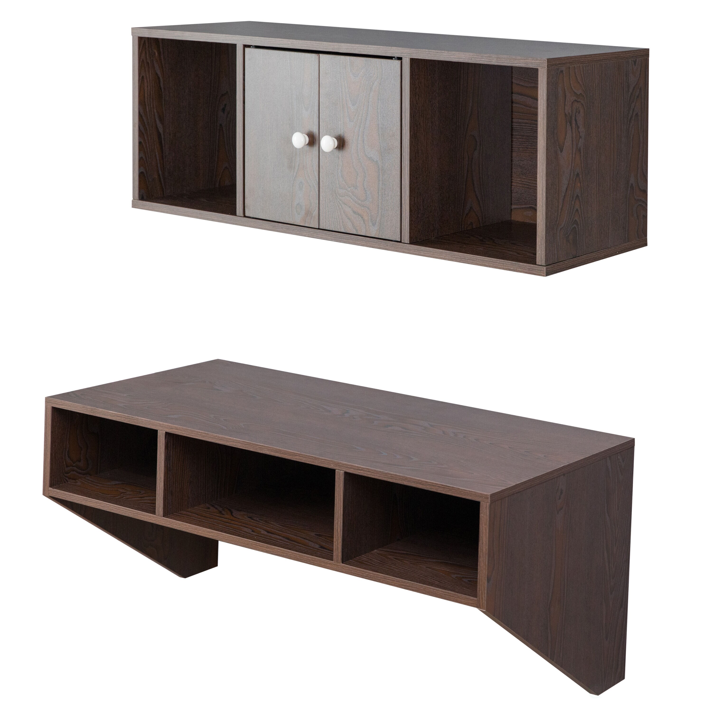 Basicwise QI003675B.2 35.5-in Brown Modern/Contemporary Computer Desk