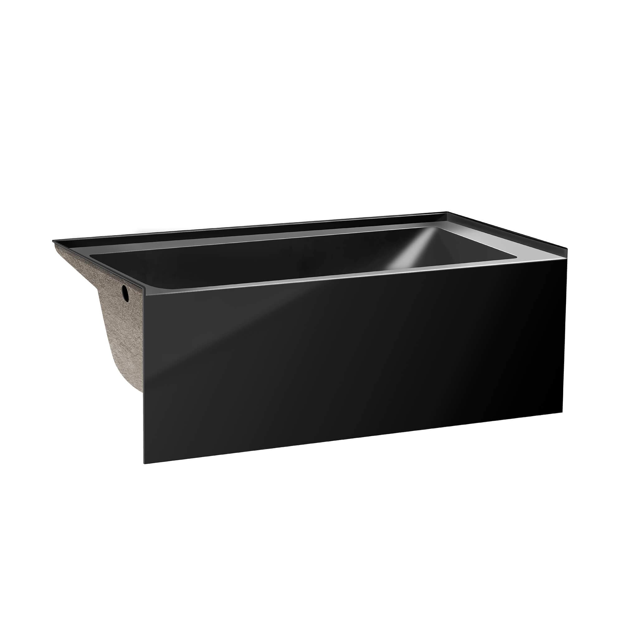 Fine Fixtures - 30-in W x 54-in L Acrylic Fiberglass Alcove Soaking Bathtub Glossy Black Left Ha...