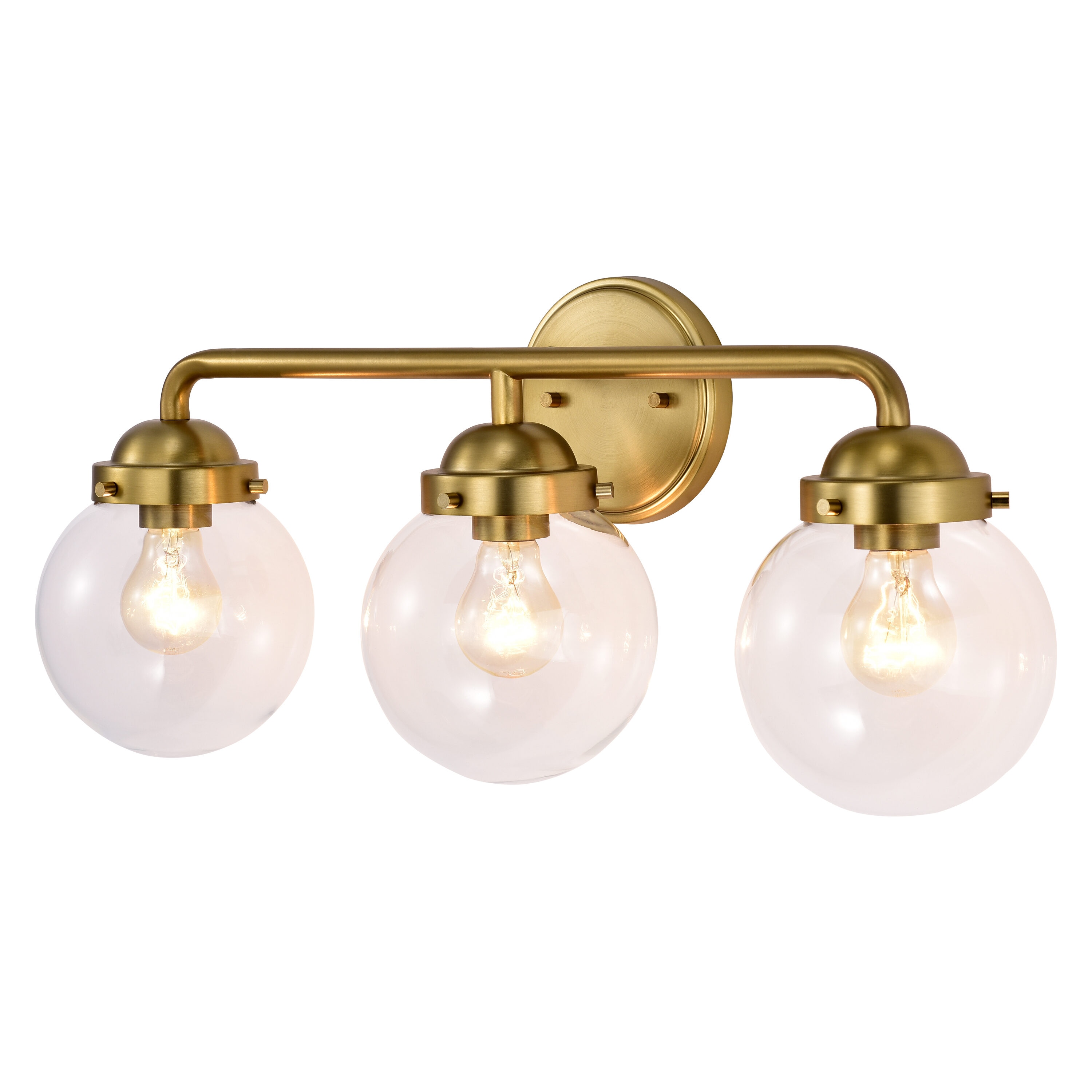 C Cattleya 7.25-in 3-Light Antique Brass Mid-century Vanity Light in ...