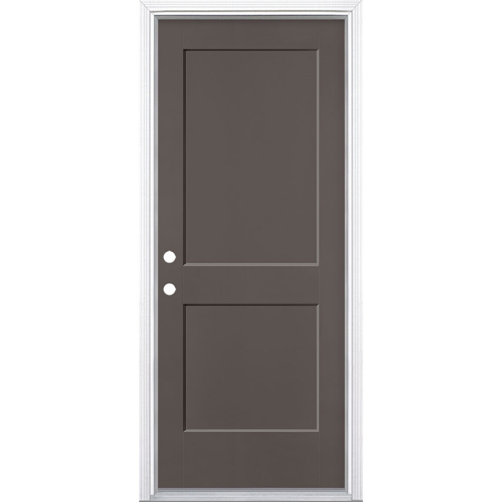 Masonite 32 In X 80 In Fiberglass Right Hand Inswing Timber Gray Painted Prehung Front Door With