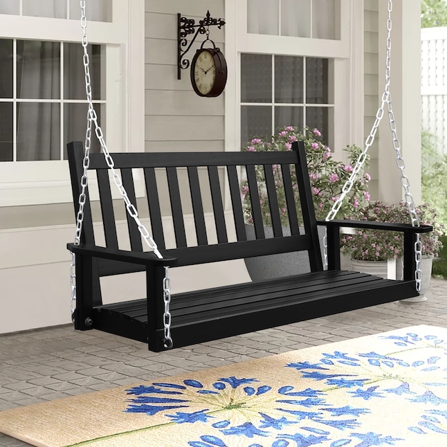 Outdoor Hanging Wooden Porch Swing, Wooden Porch Bench Swing