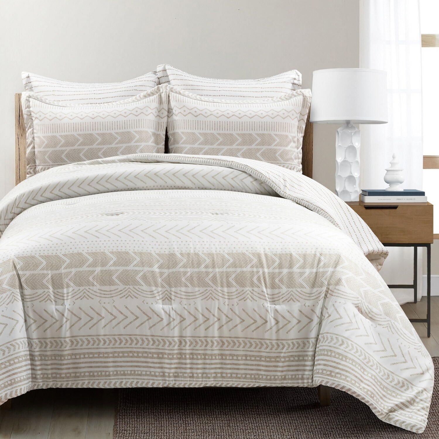 Lush Decor 21T010248 Taupe Solid Reversible Full/Queen Comforter