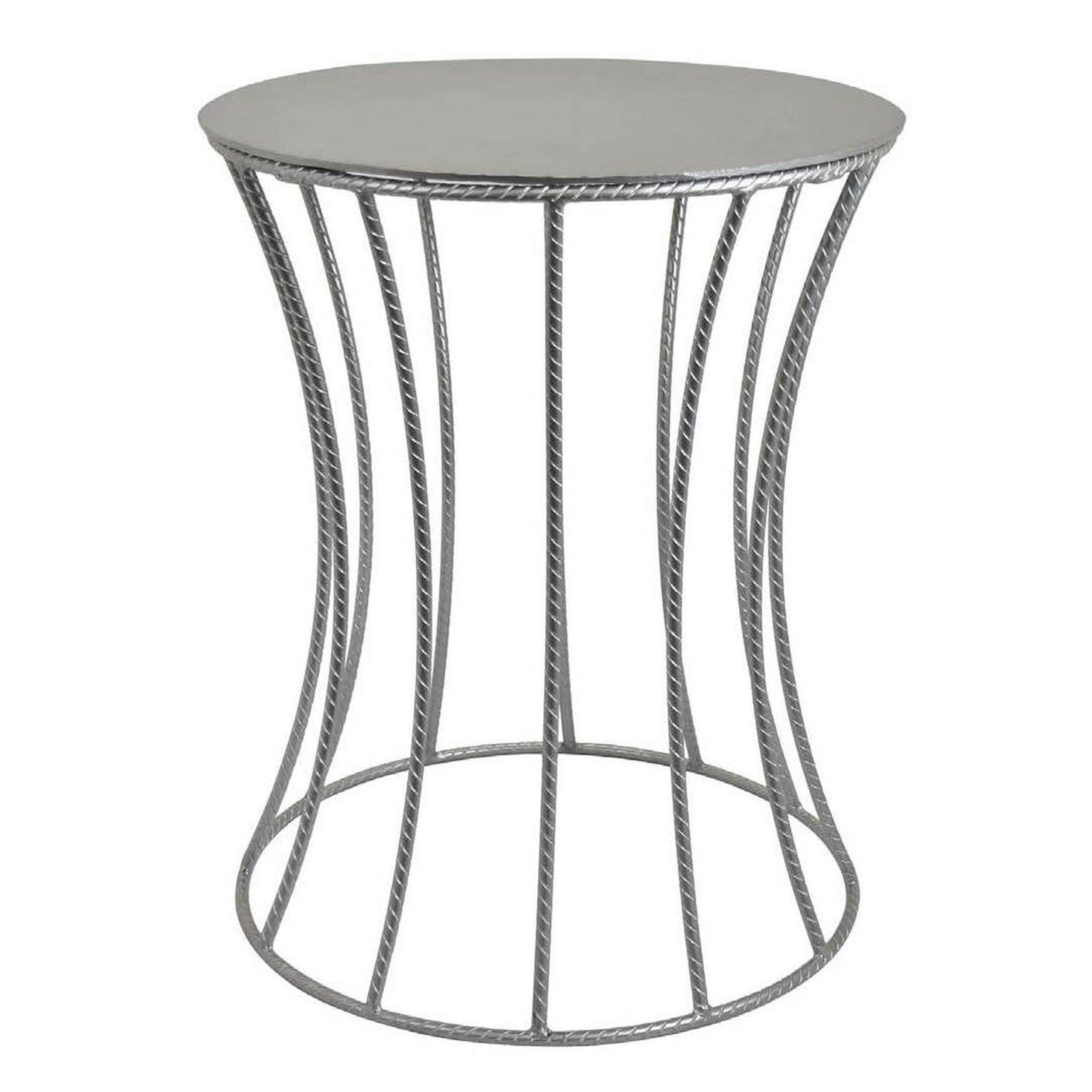 Benzara BM309692 21-Inches H x 17-Inches W Silver, Gray Indoor/Outdoor Round Cast iron Plant Stand