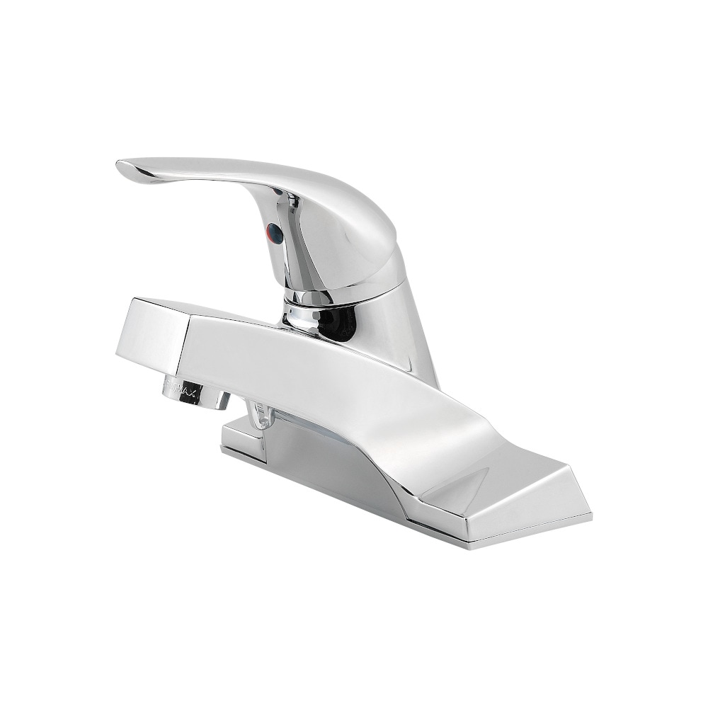 Pfister 712340 Chrome 4-in centerset 1-handle WaterSense Low-arc Residential Handle Bathroom Sink Faucet with Drain