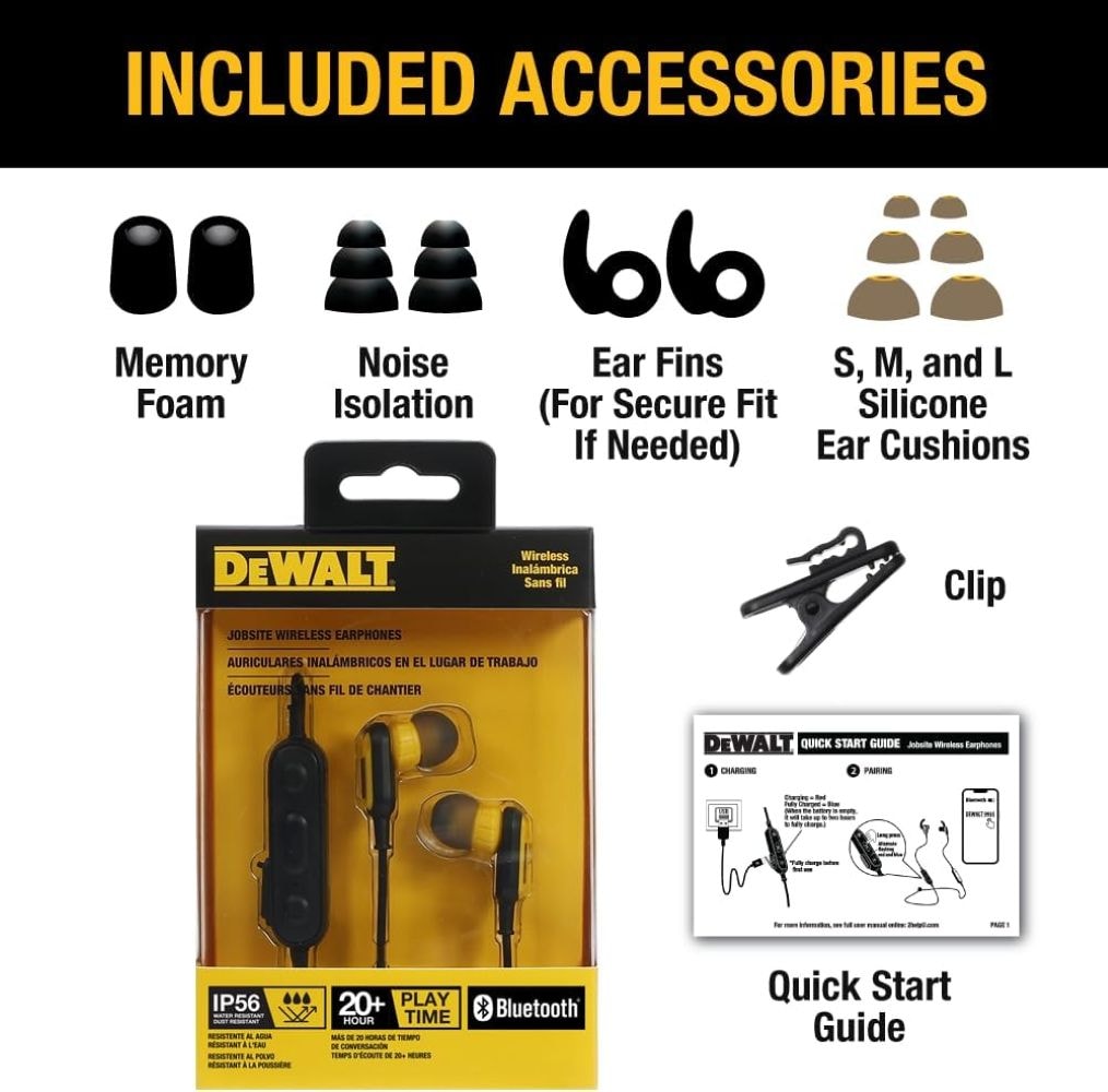 DEWALT Earbud Wireless Noise Canceling Headphones 190 9935 DW2 at