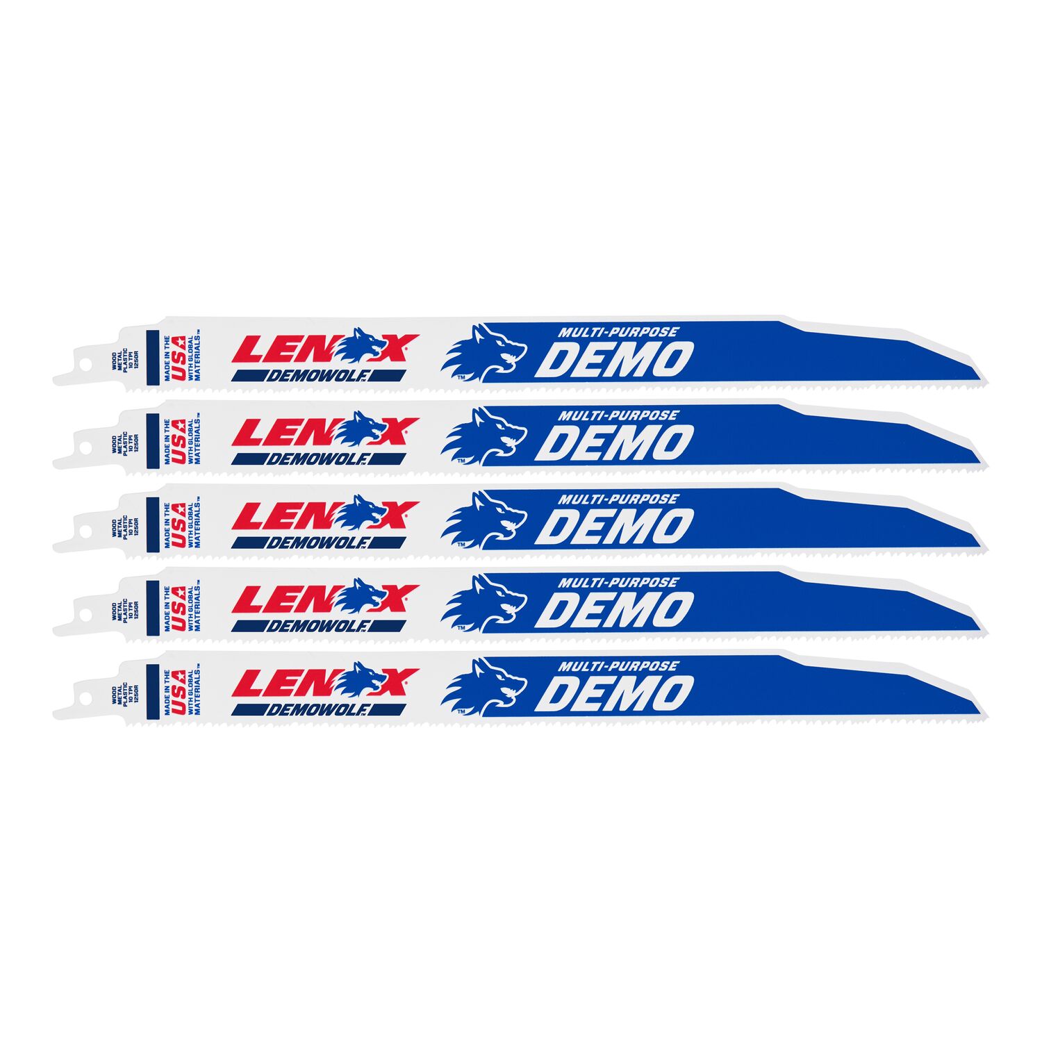LENOX DEMOWOLF 12 in. Bi-Metal WAVE EDGE Reciprocating Saw Blade 10 TPI 5 pk -  LXAR1250R