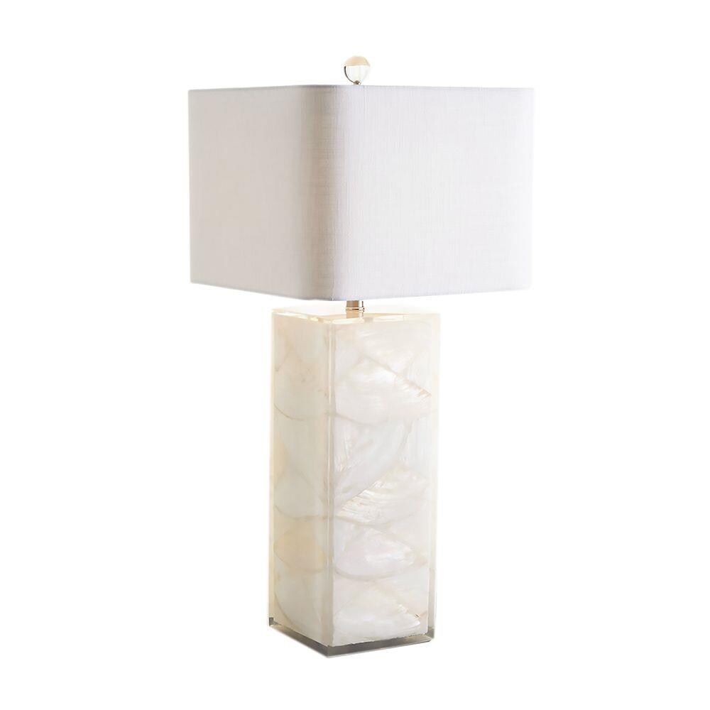 Lys festspil Leopard Couture Lamps Couture Natural Mother Of Pearl and Crystal Rotary Socket  Uplight Table Lamp with Linen Shade at Lowes.com