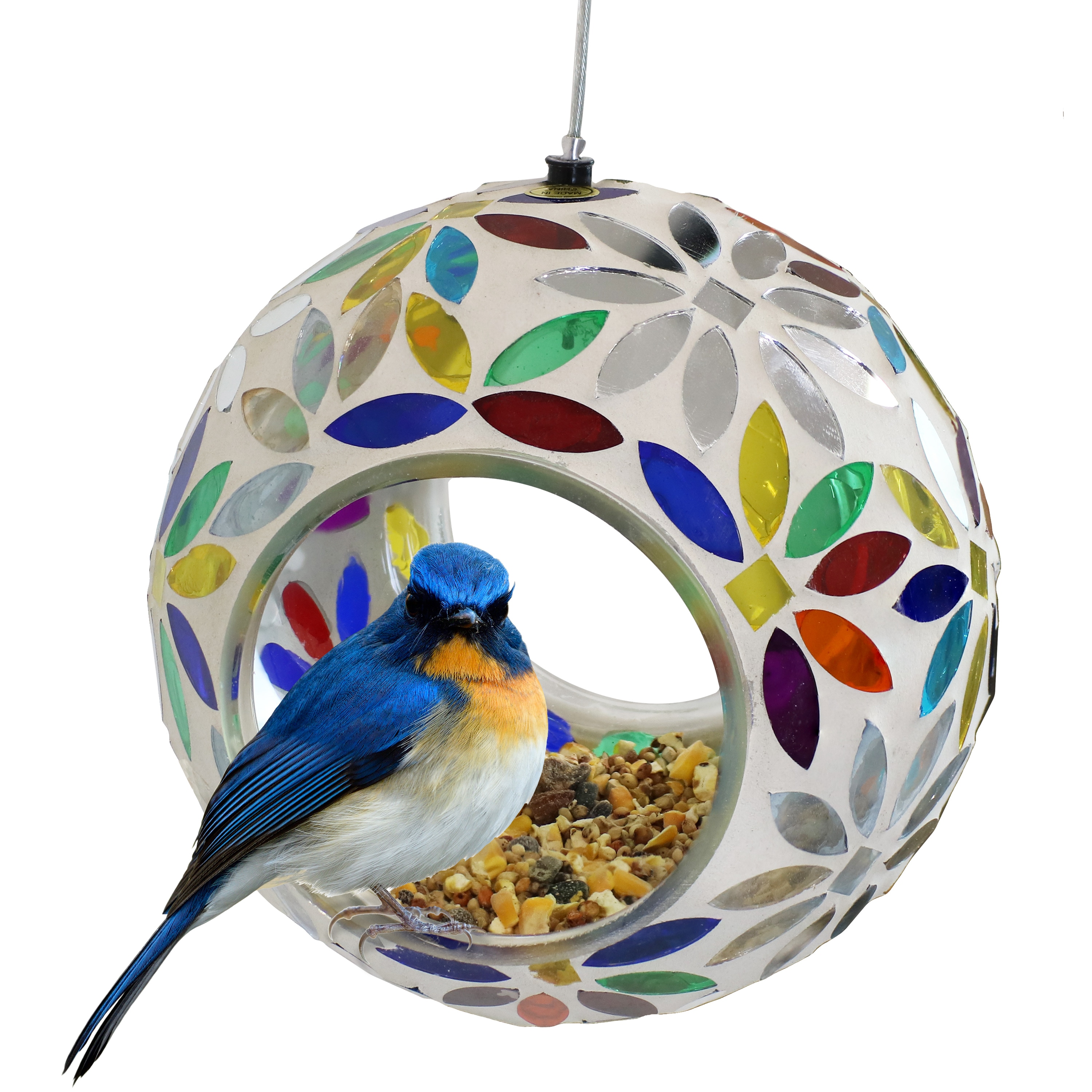Sunnydaze Decor ZIB-464 Glass Hanging Seed/Suet Bird feeder - 1-lb